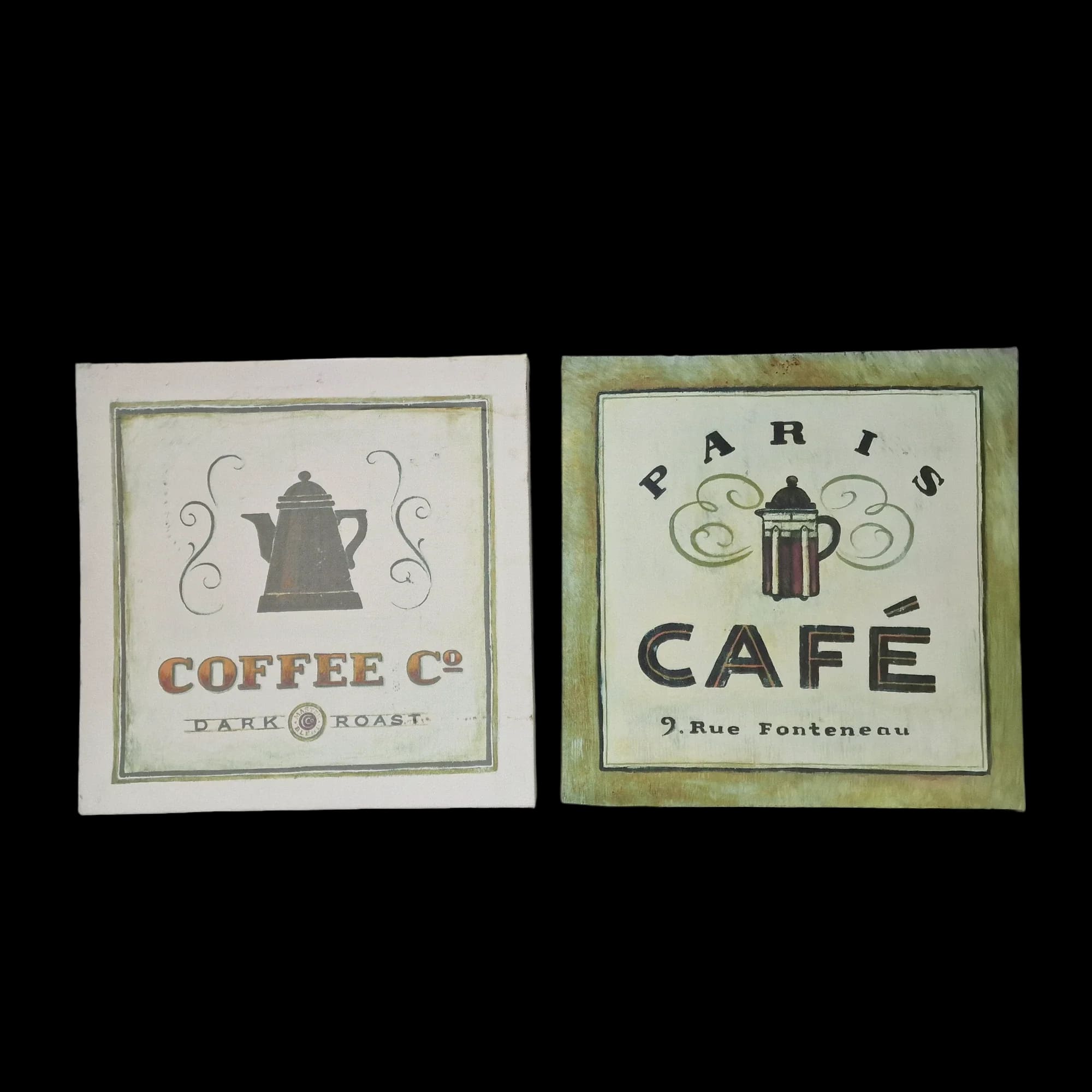 2 Coffee Canvas Wall Art Contemporary Kitchen & Shop Decor