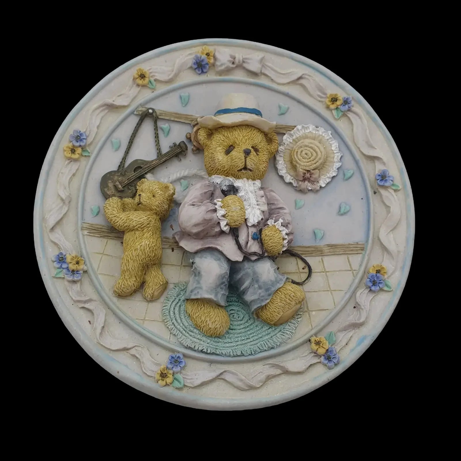 3d Teddy Bear Plate Ornament Wall Hanging Collectable Gift