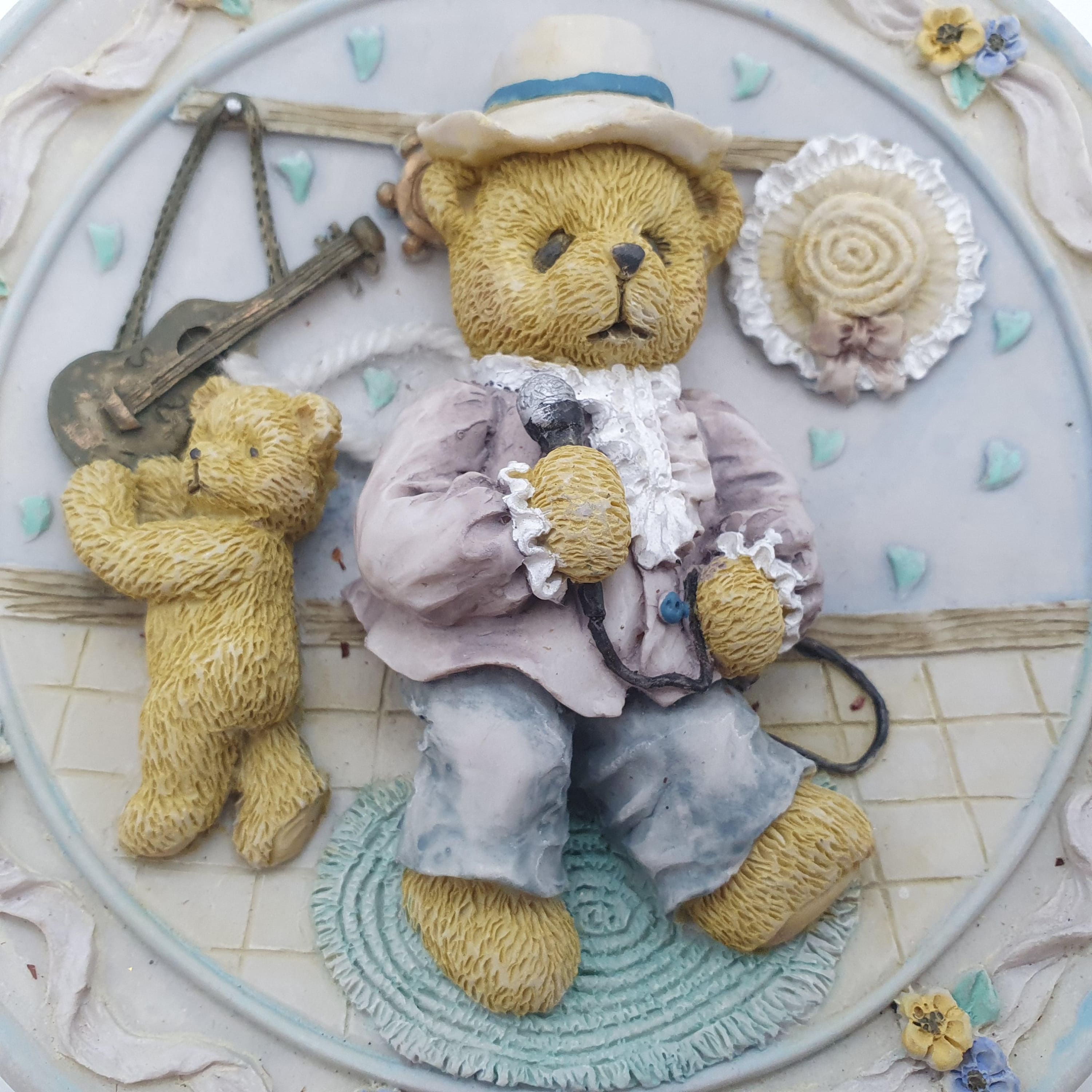 3d Teddy Bear Plate Ornament Wall Hanging Collectable Gift