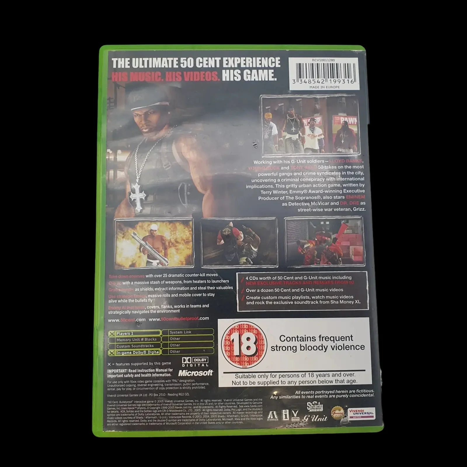 50 Cent Bullet Proof Xbox Original Vivendi Games 2005 Video