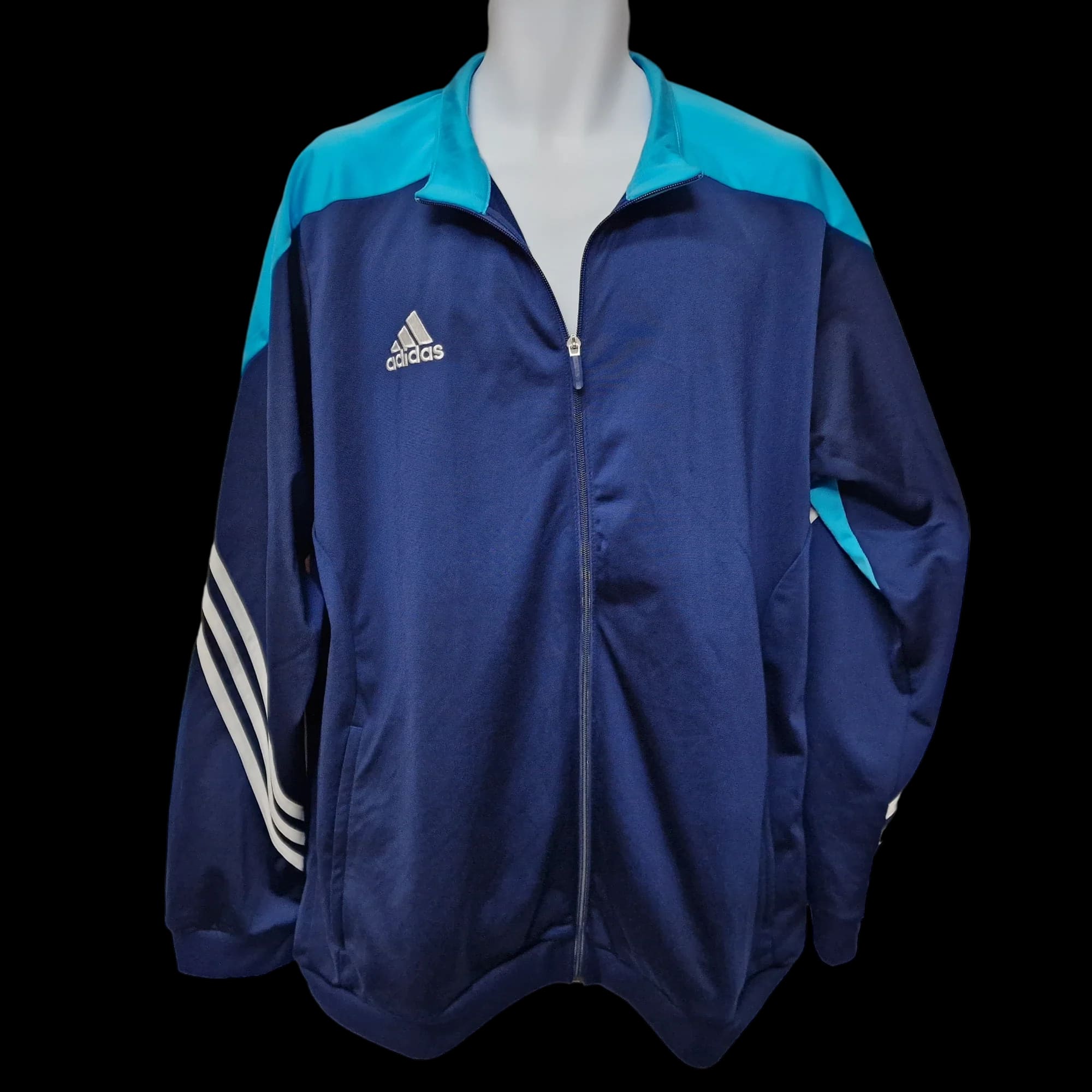 Adidas Blue Unisex Track Top Tracksuit Full Zip UK 2XL - 1