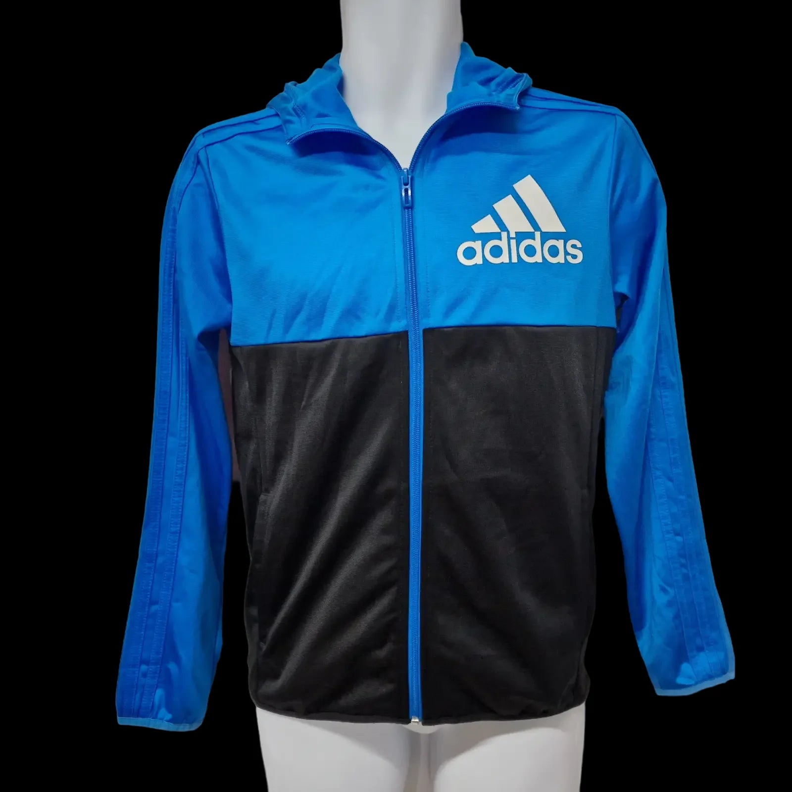 Adidas Boys Track Top Tracksuit Full Zip Black And Blue