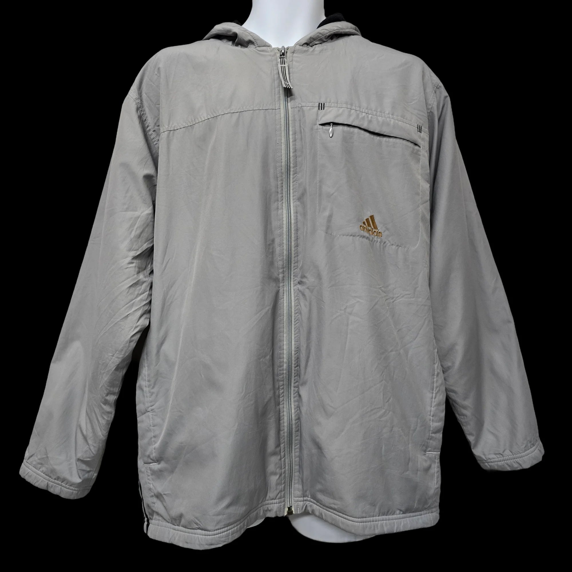 Adidas Unisex Grey Windbreaker Jacket UK Medium Vintage