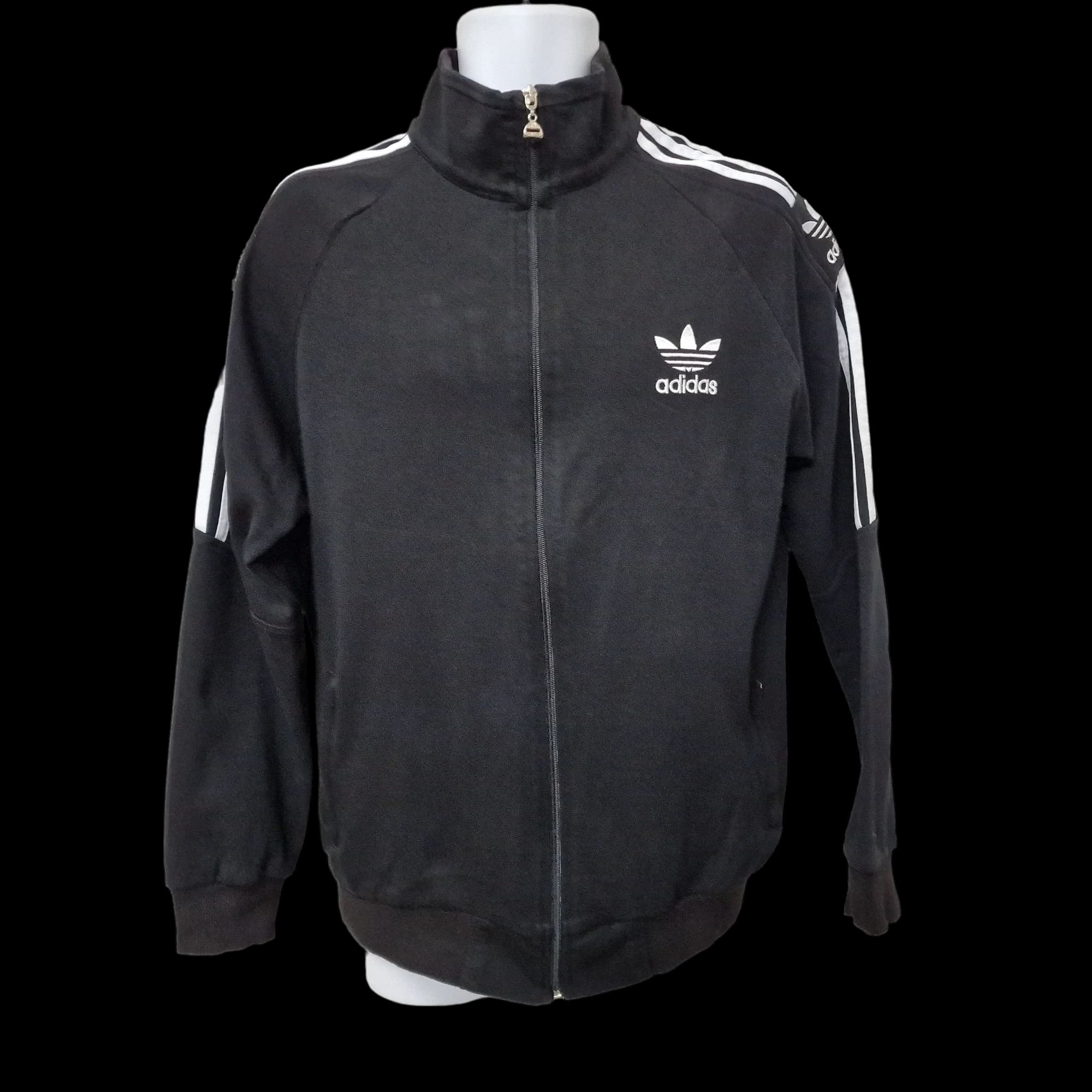 Adidas Unisex Track Top Tracksuit Full Zip Black UK 2XL - 3