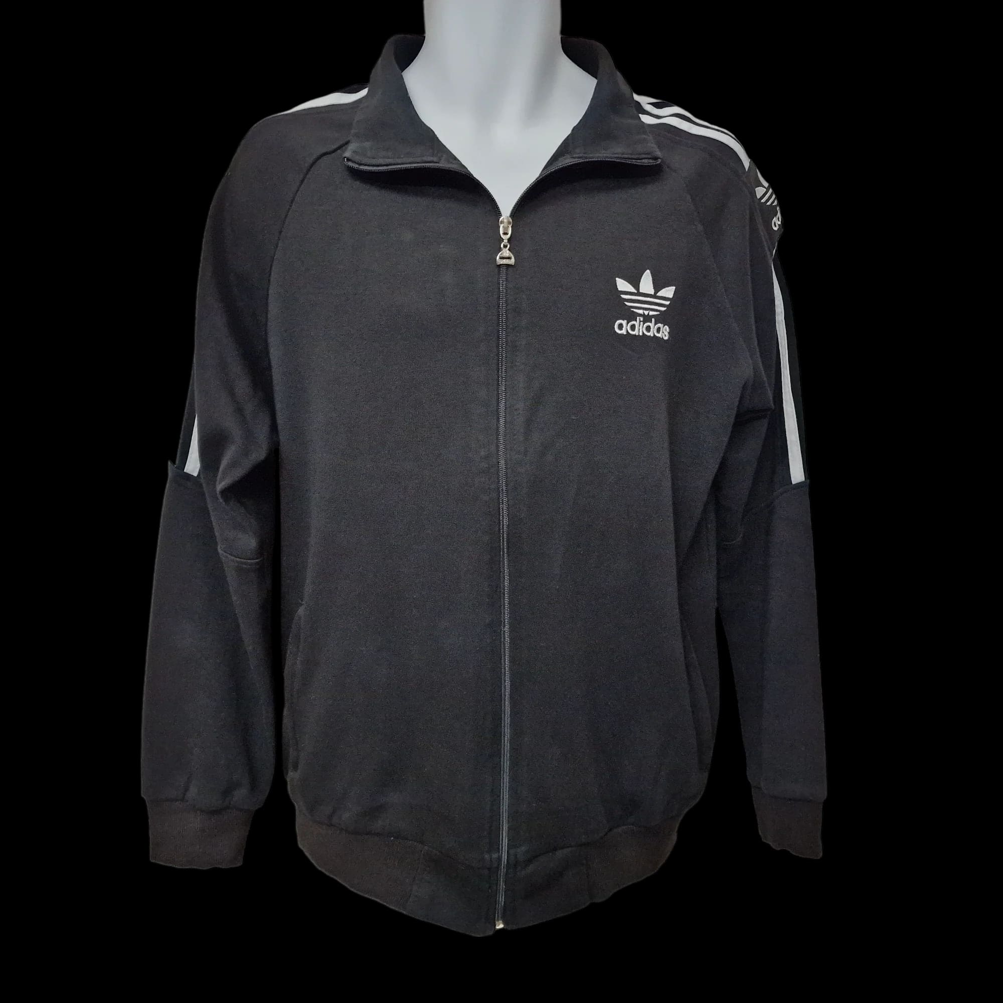 Adidas Unisex Track Top Tracksuit Full Zip Black UK 2XL - 1