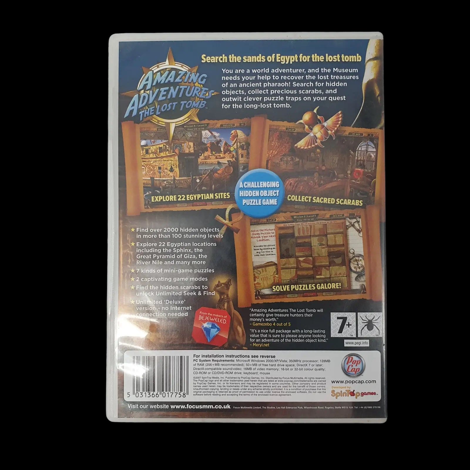 Amazing Adventures The Lost Tomb Pc Popcap 2007 Video Game