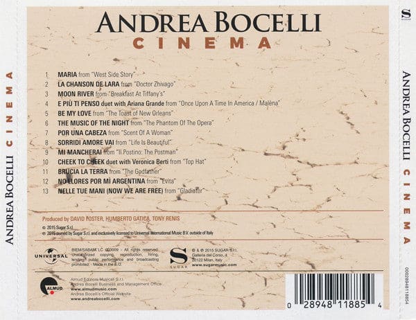 Andrea Bocelli - Cinema (cd Album) - Preloved - CD - Sugar