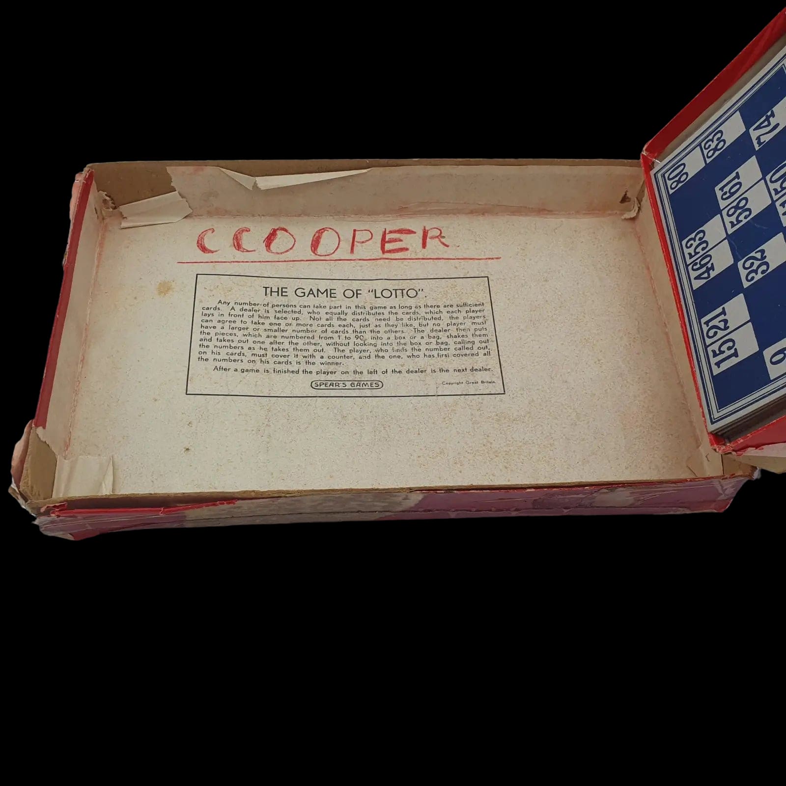 Antique Spears Games Wood Counters Foreign Lotto Boxed