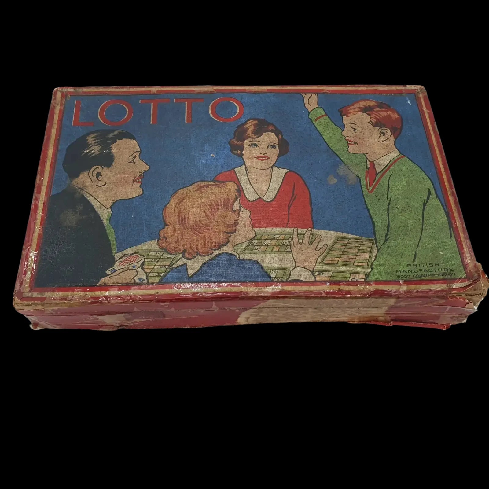 Antique Spears Games Wood Counters Foreign Lotto Boxed