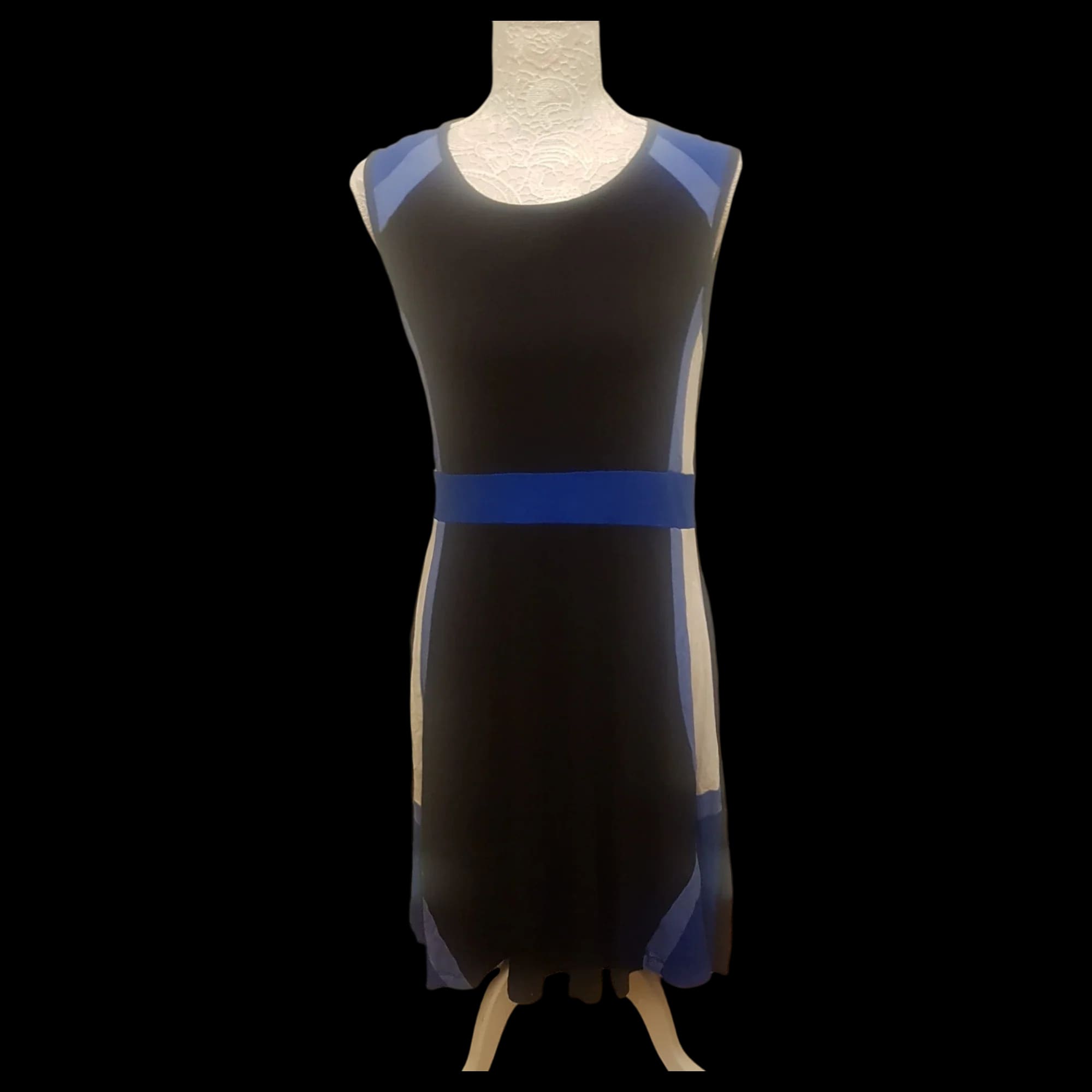 Asos Curve Sleeveless Black Blue White Dress Uk 18