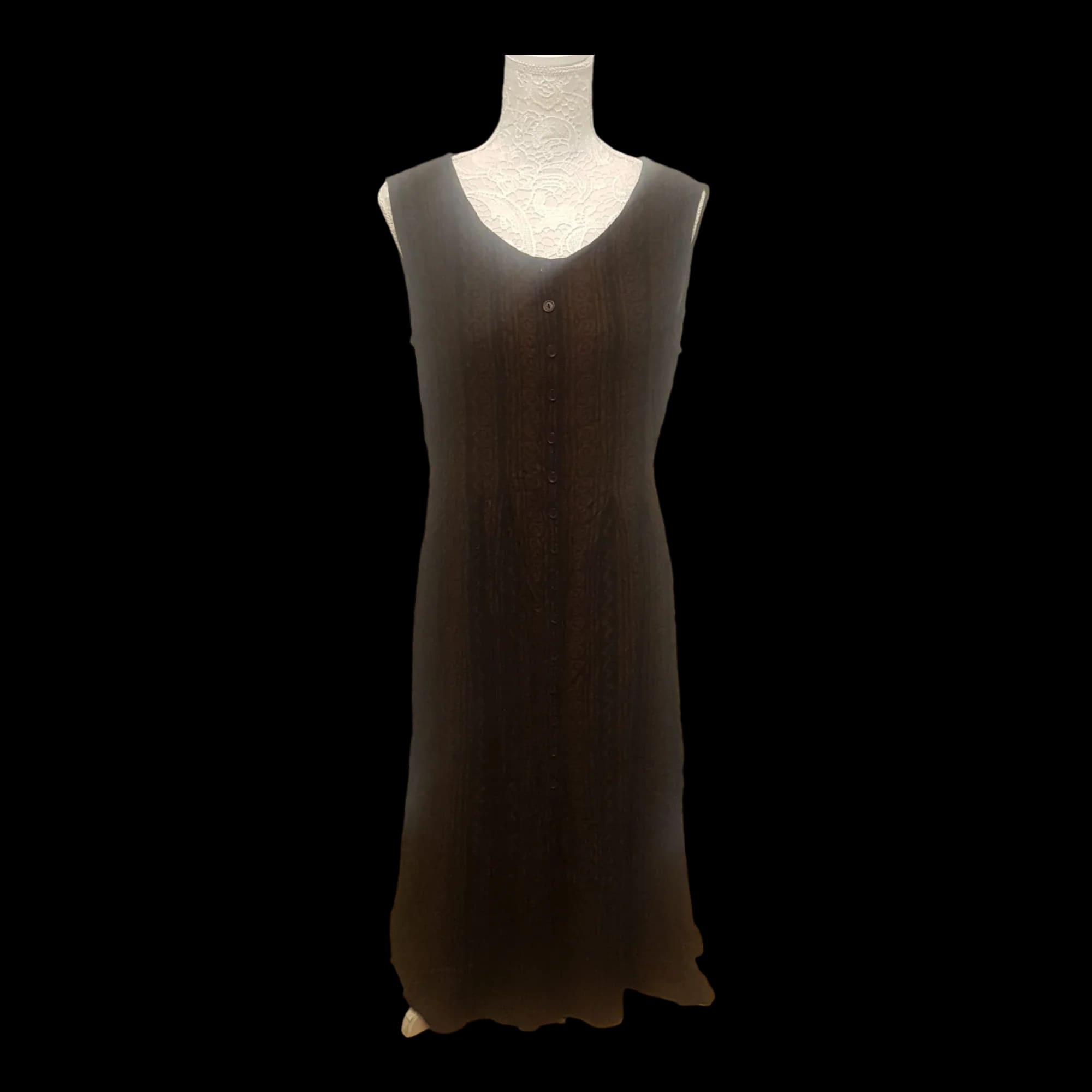 Be Beau Black Brown Scoop Neck Button Down Dress UK 16