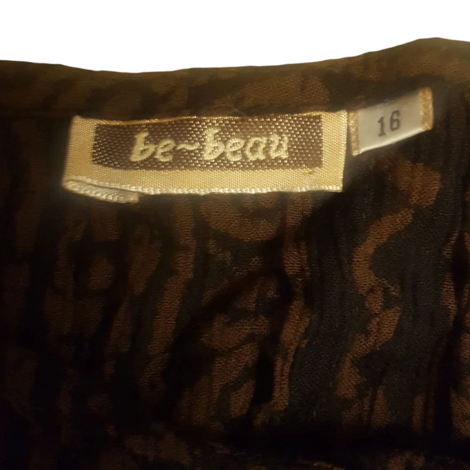 Be Beau Black Brown Scoop Neck Button Down Dress UK 16