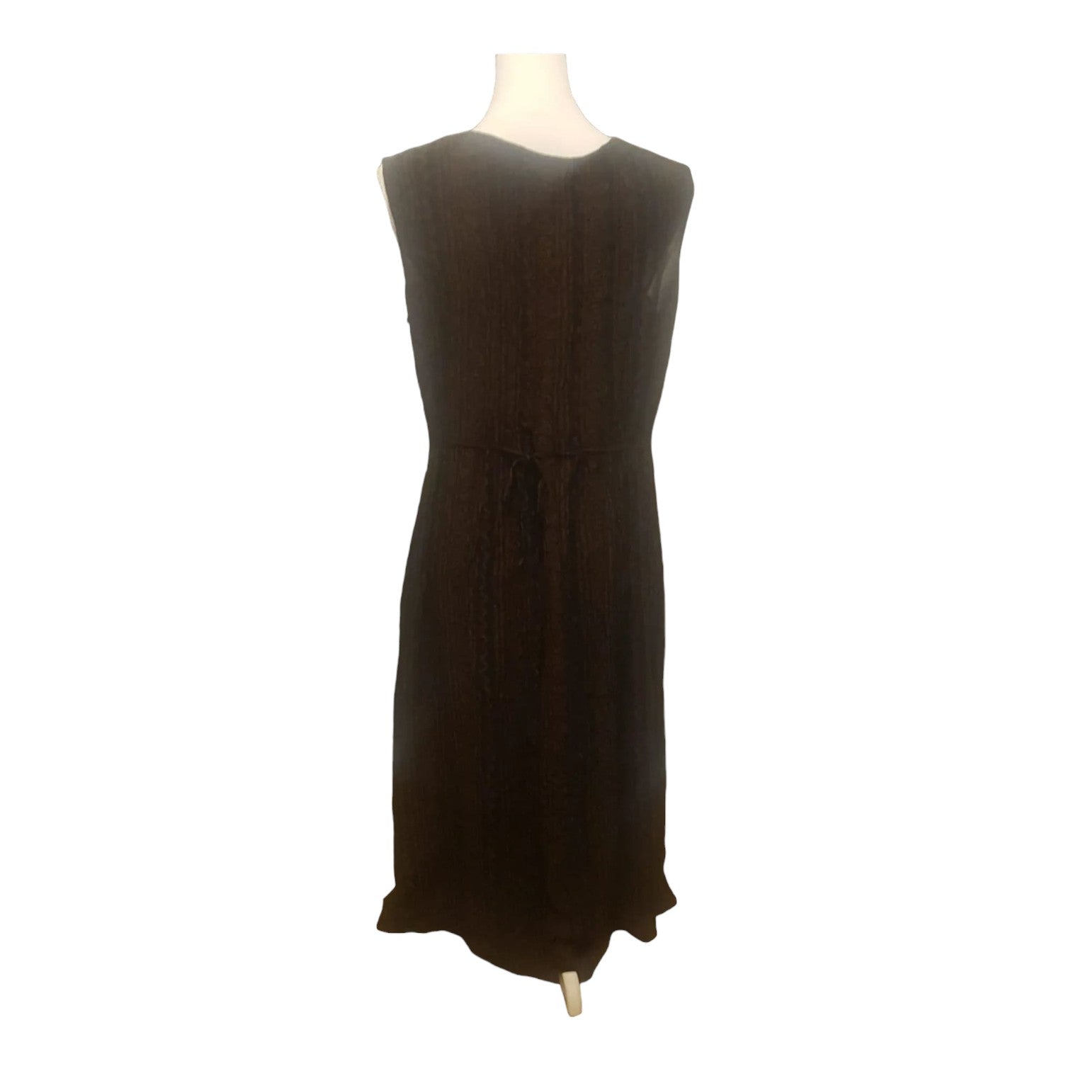 Be Beau Black Brown Scoop Neck Button Down Dress UK 16