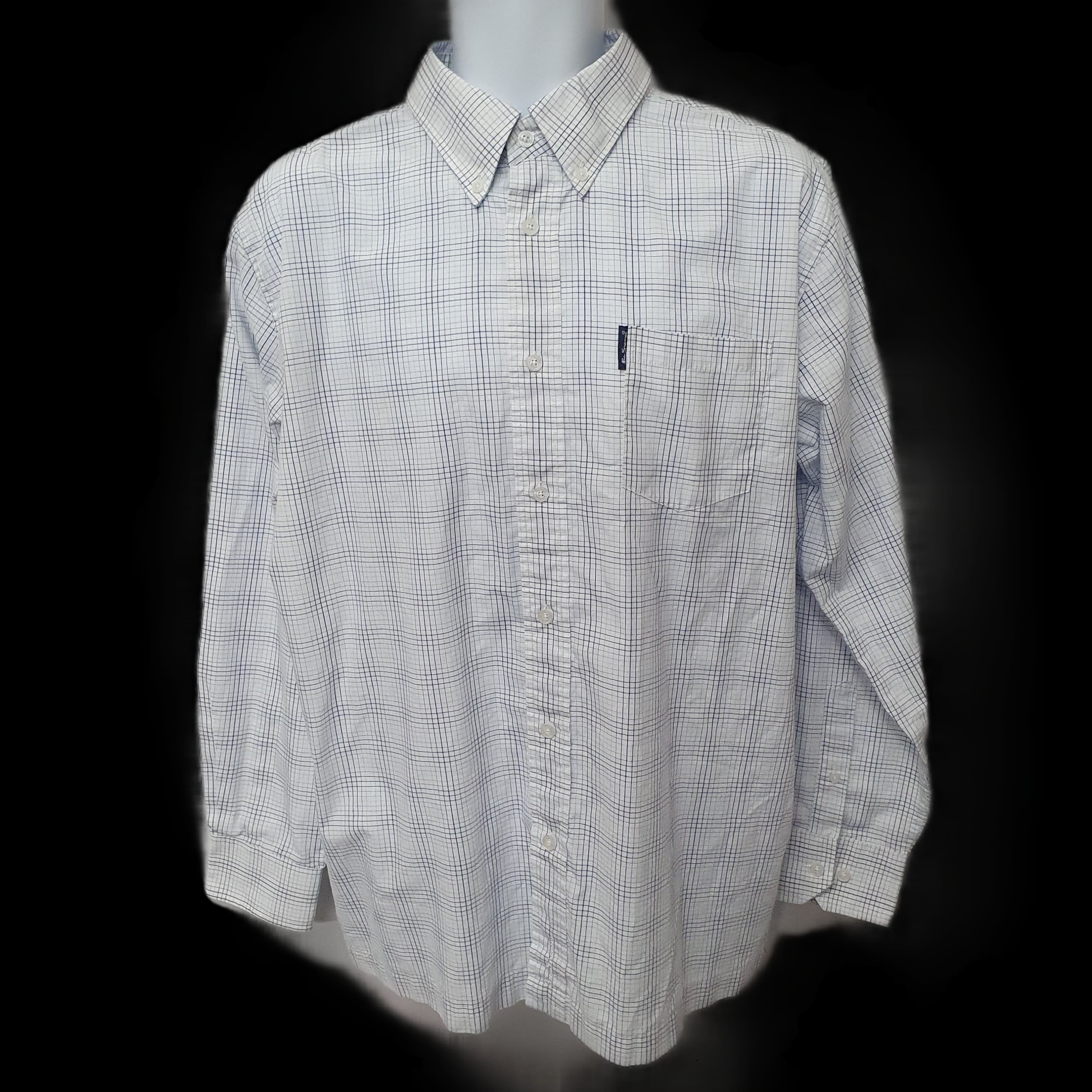 Ben Sherman Blue Check Mens Shirt - Long Sleeve Button Down