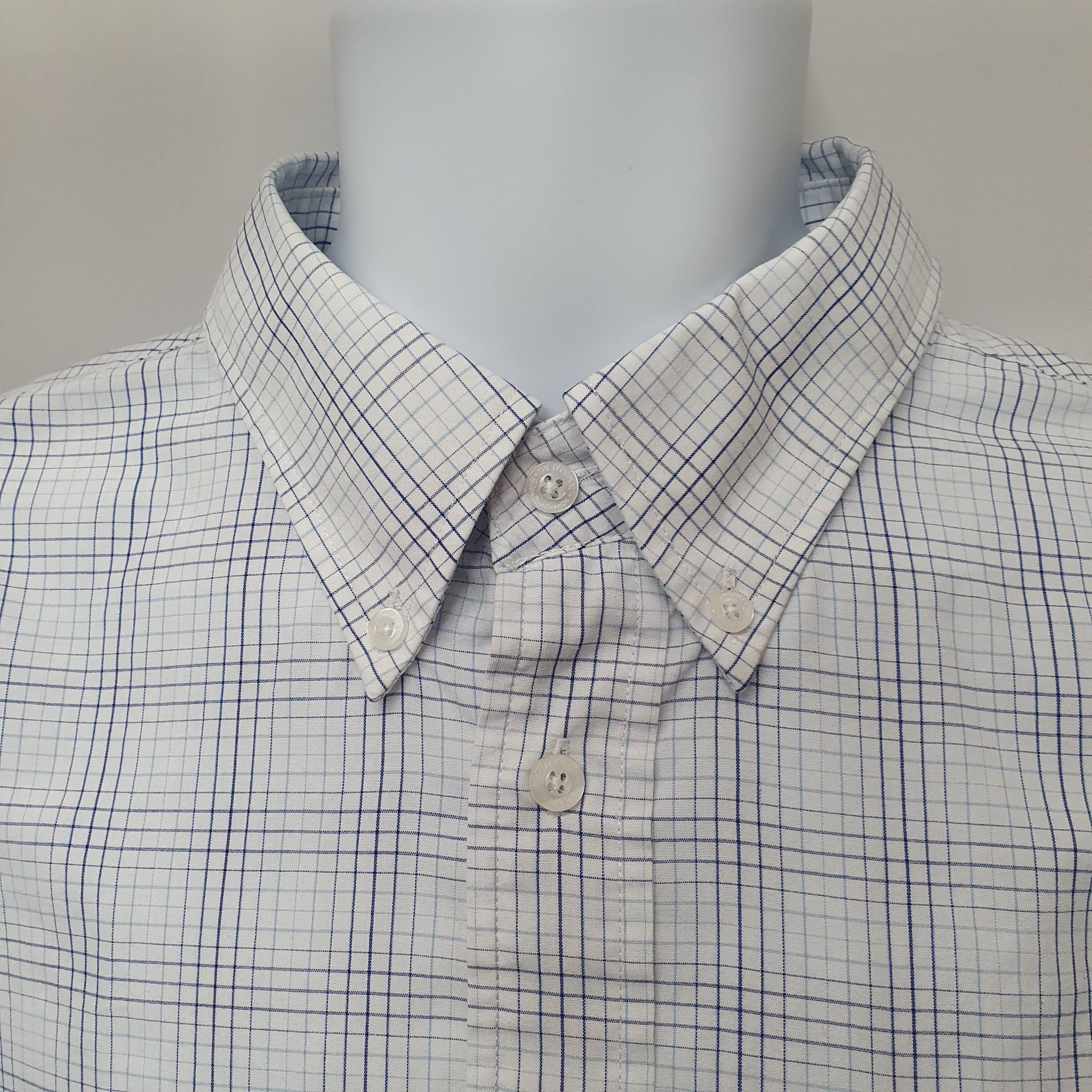 Ben Sherman Blue Check Mens Shirt - Long Sleeve Button Down