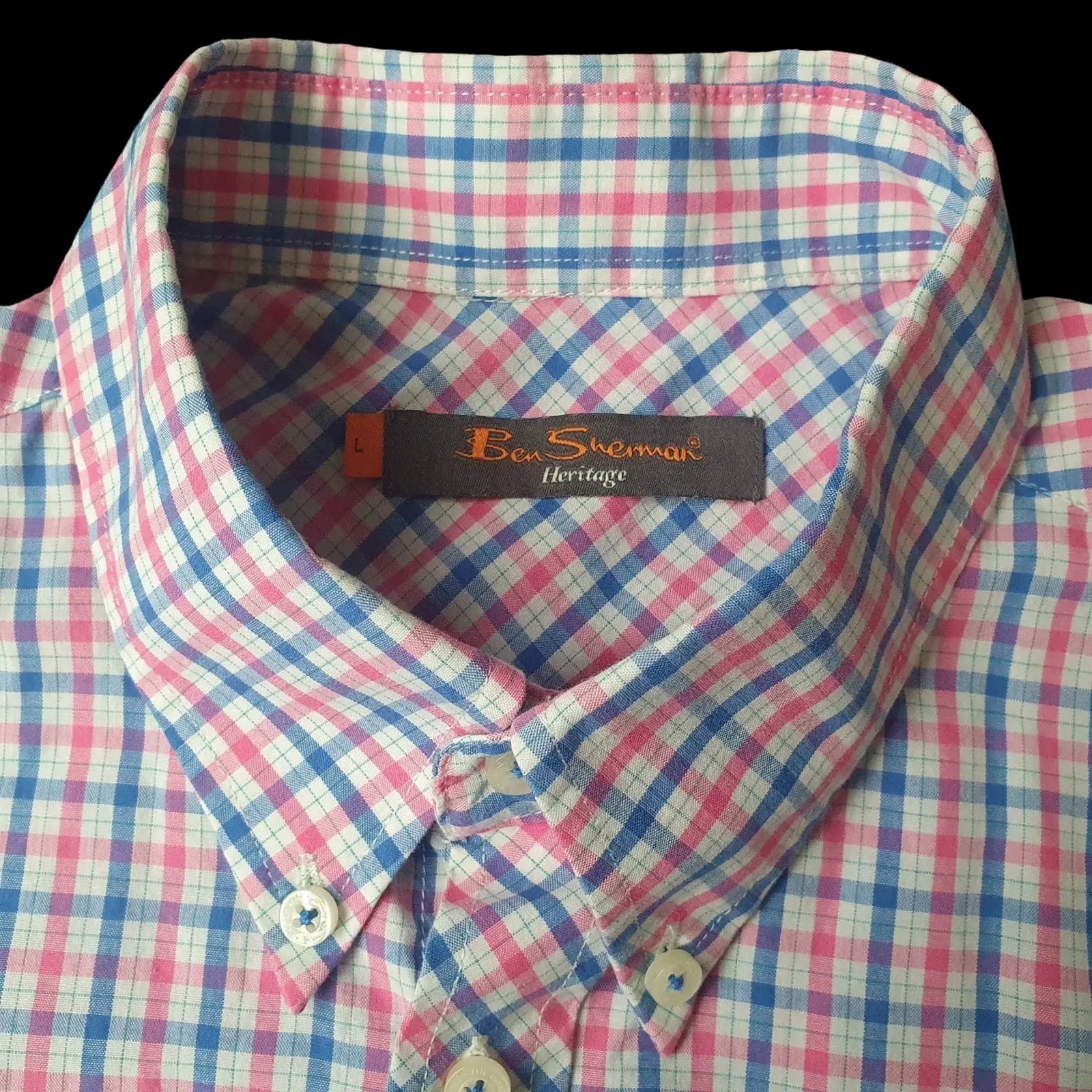 Ben Sherman Heritage Pink Blue White Check Short Sleeve