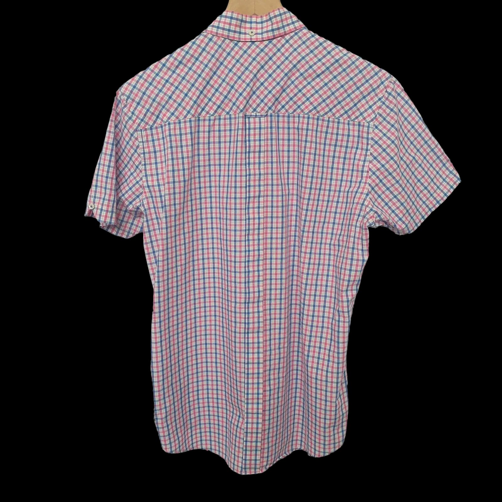 Ben Sherman Heritage Pink Blue White Check Short Sleeve