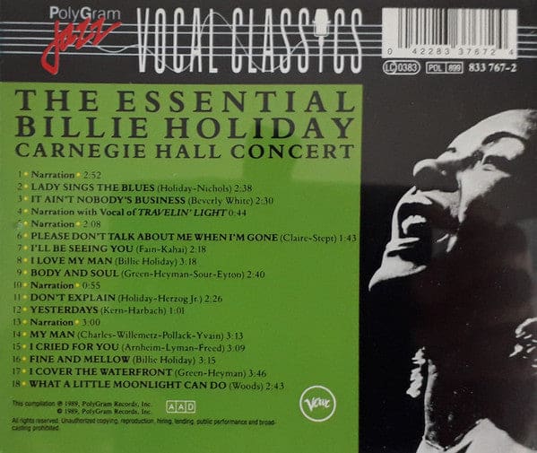 Billie Holiday - The Essential - Carnegie Hall Concert (cd