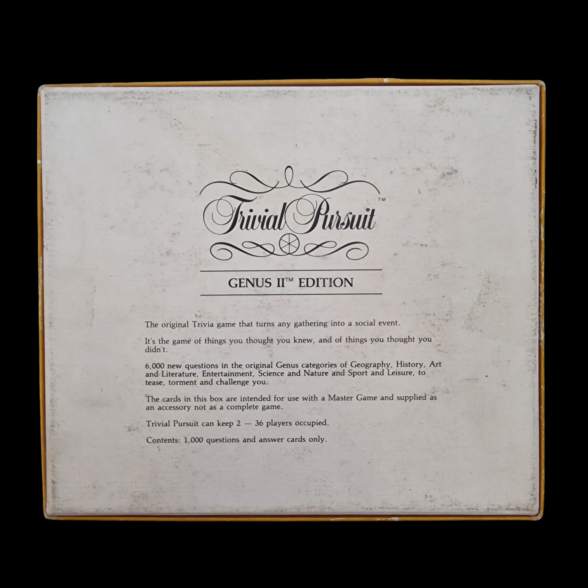 Boxed Trivial Pursuit Genus Ii Edition Subsidiary Card Set