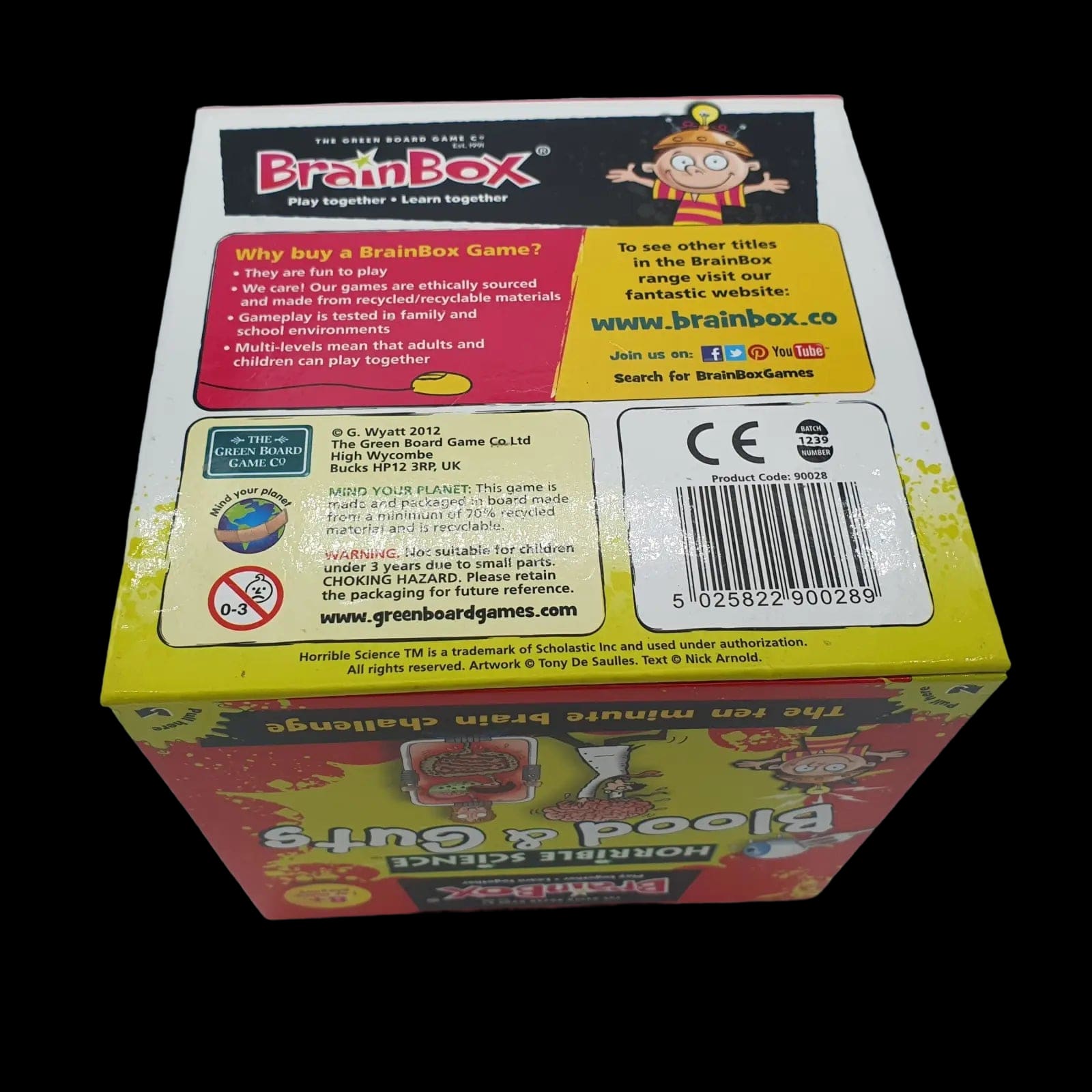 Brainbox Blood & Guts Boxed Board Game 2012 Age 8 + - Games