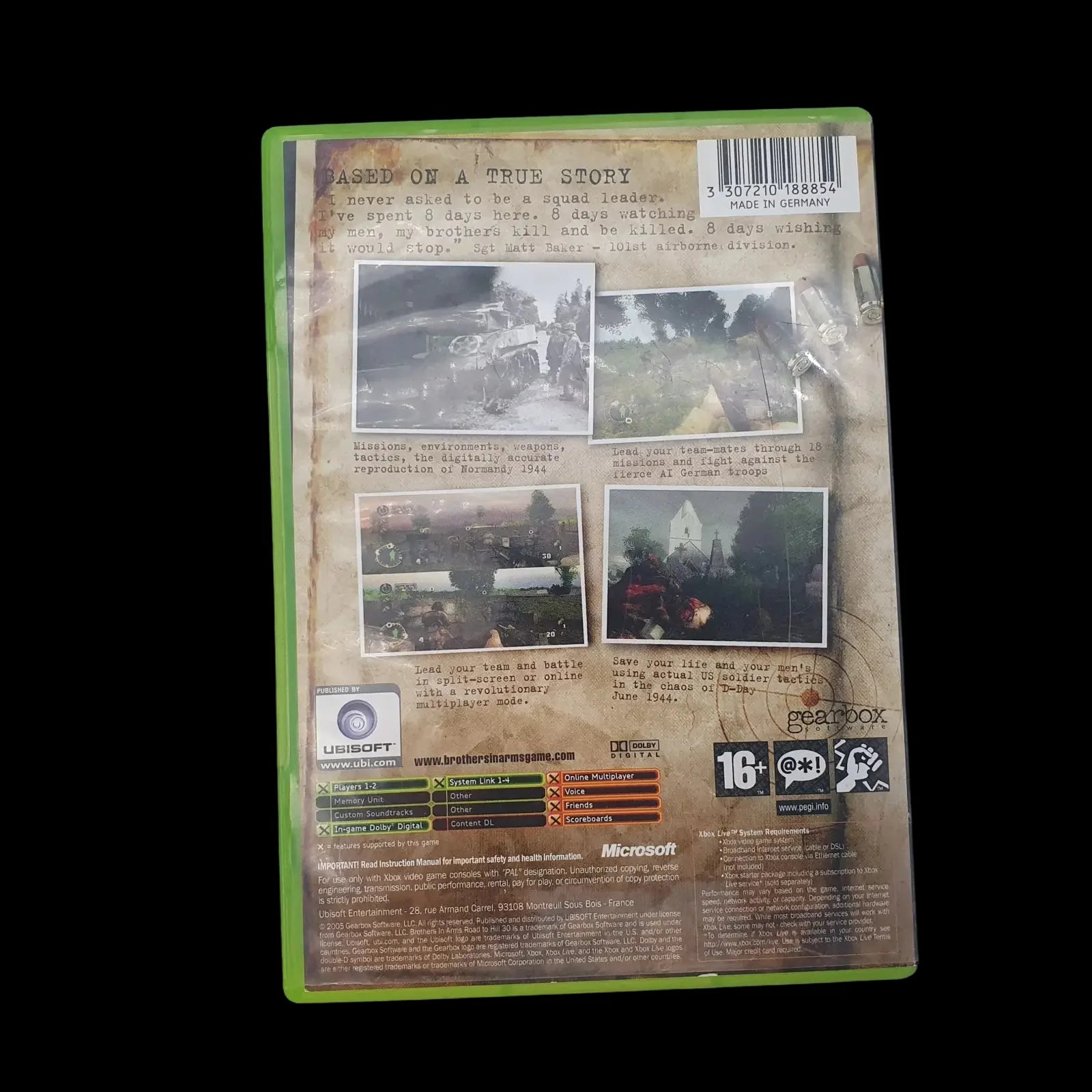 Brothers In Arms Road To Hill 30 Xbox Original Ubisoft 2005