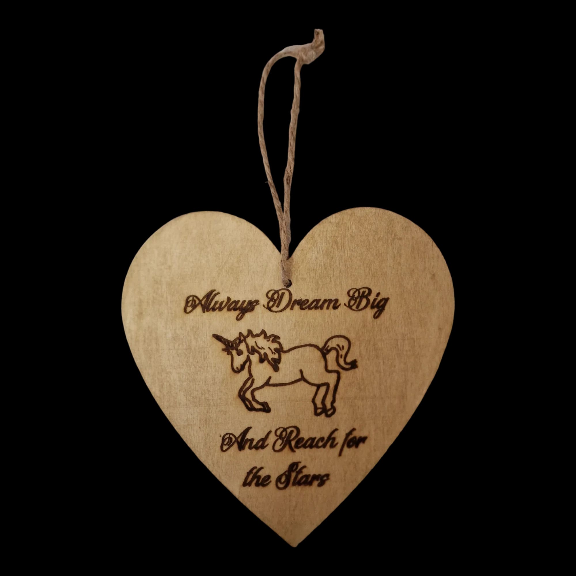 Brown Wooden Unicorn Heart Sign Wall Art - Unbranded - 1