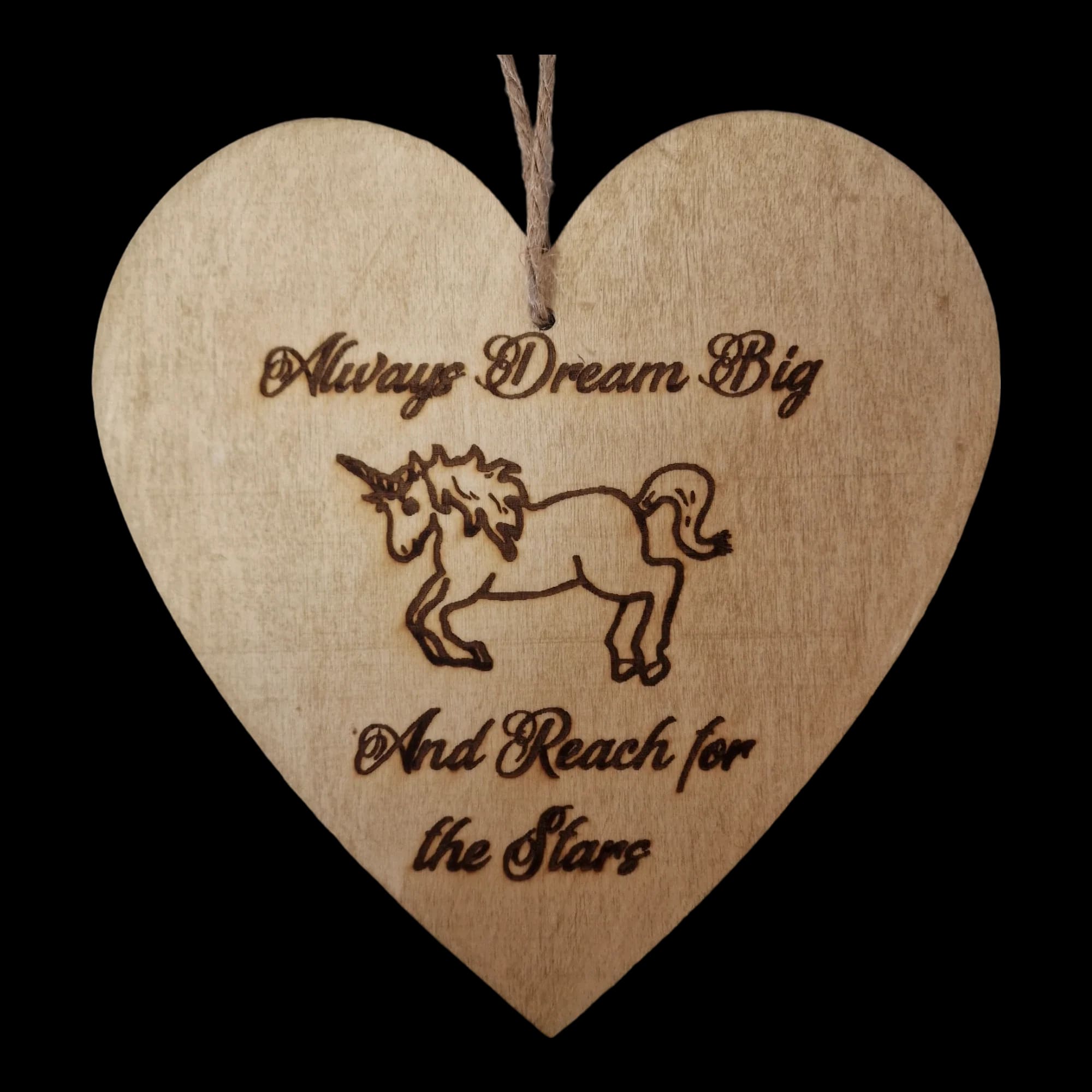 Brown Wooden Unicorn Heart Sign Wall Art - Unbranded - 2