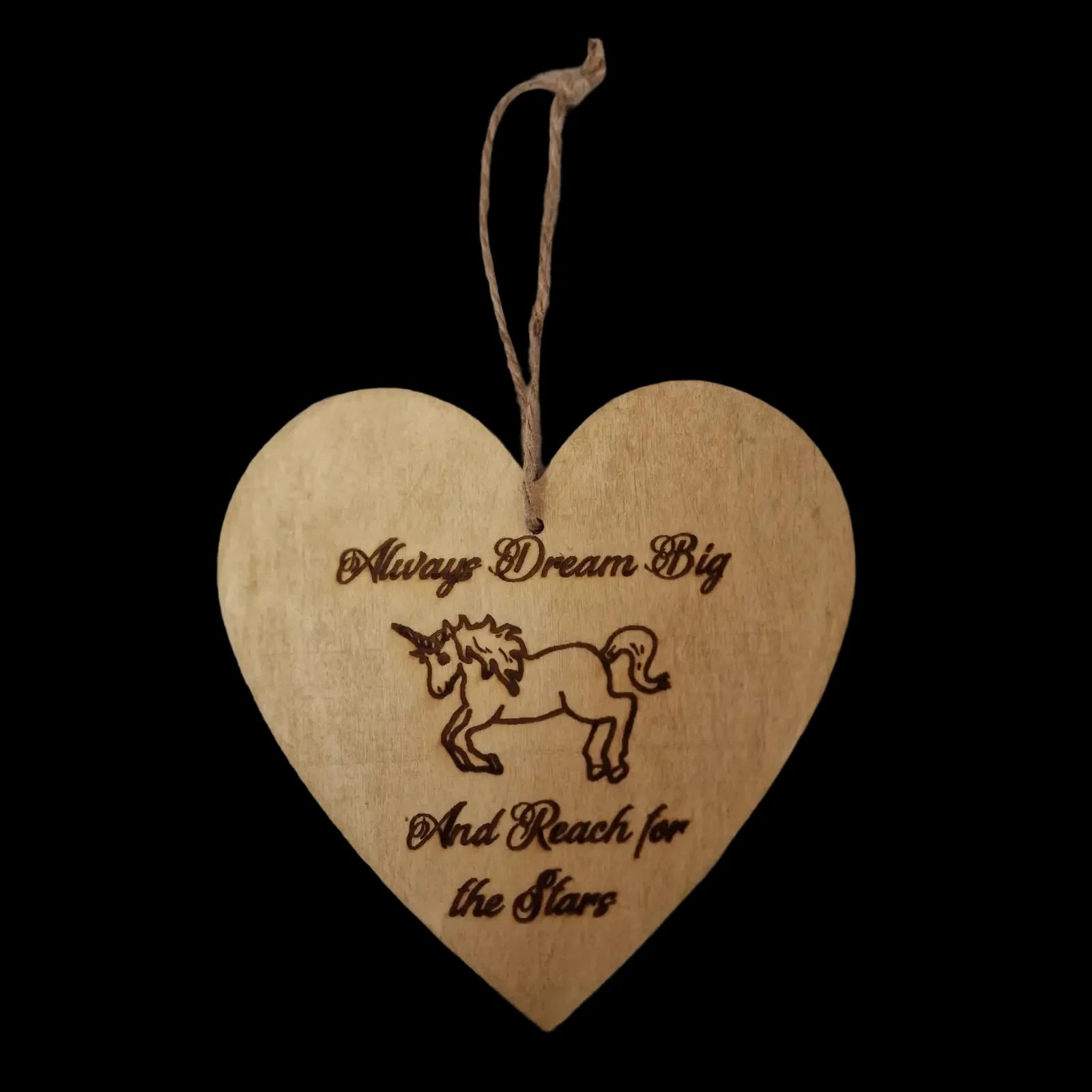 Brown Wooden Unicorn Heart Sign Wall Art - Unbranded - 1
