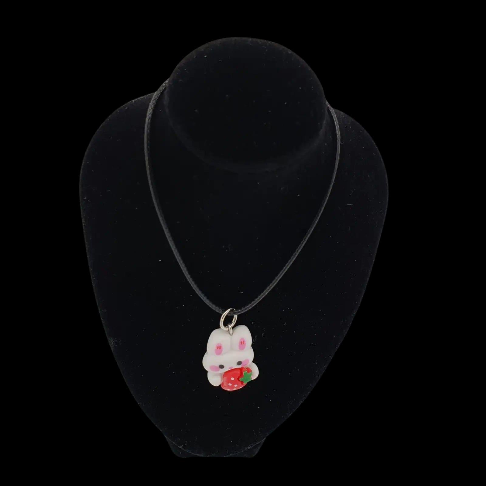 Bunny Rabbit Strawberry Necklace Cute Kids Pendant Charm