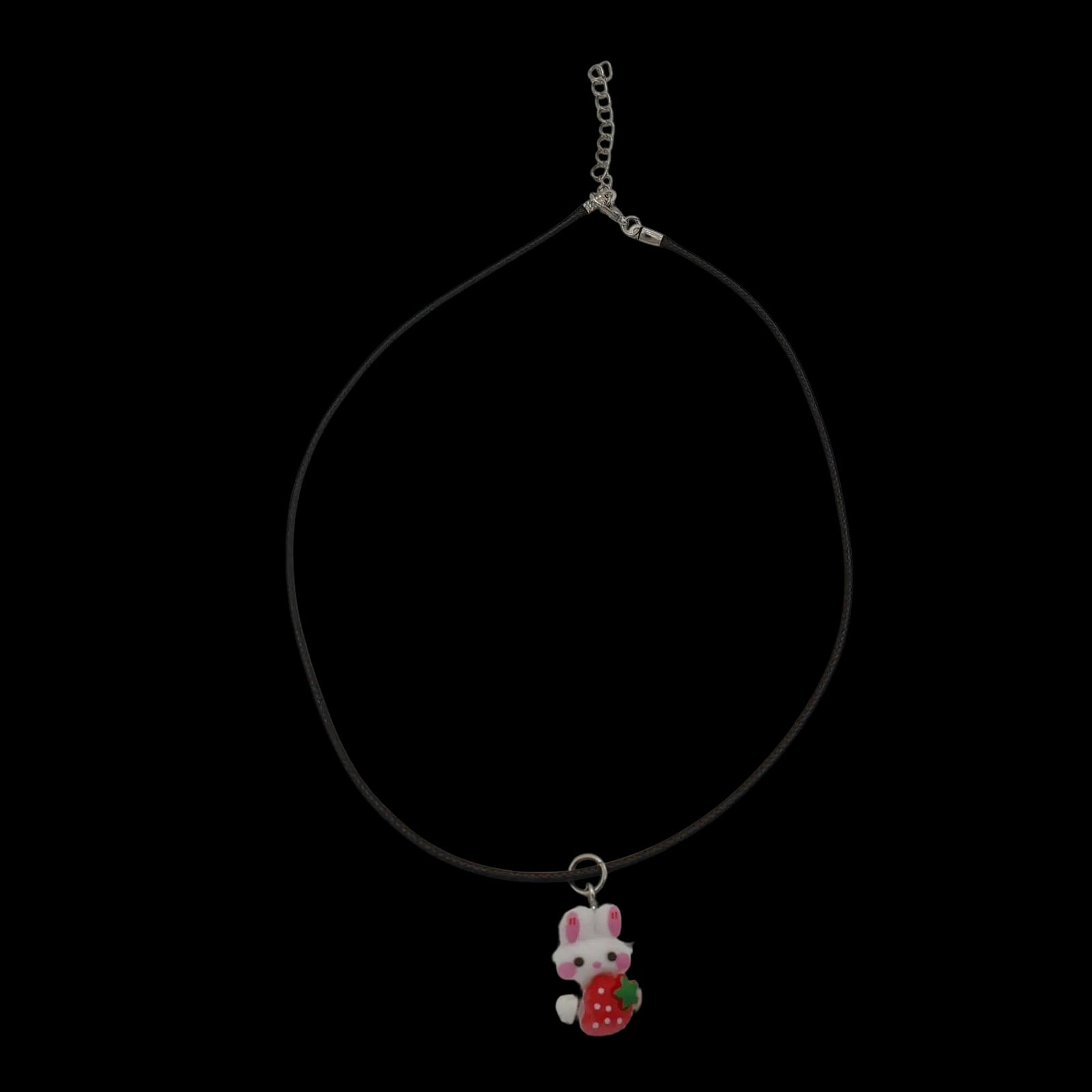 Bunny Rabbit Strawberry Necklace Cute Kids Pendant Charm