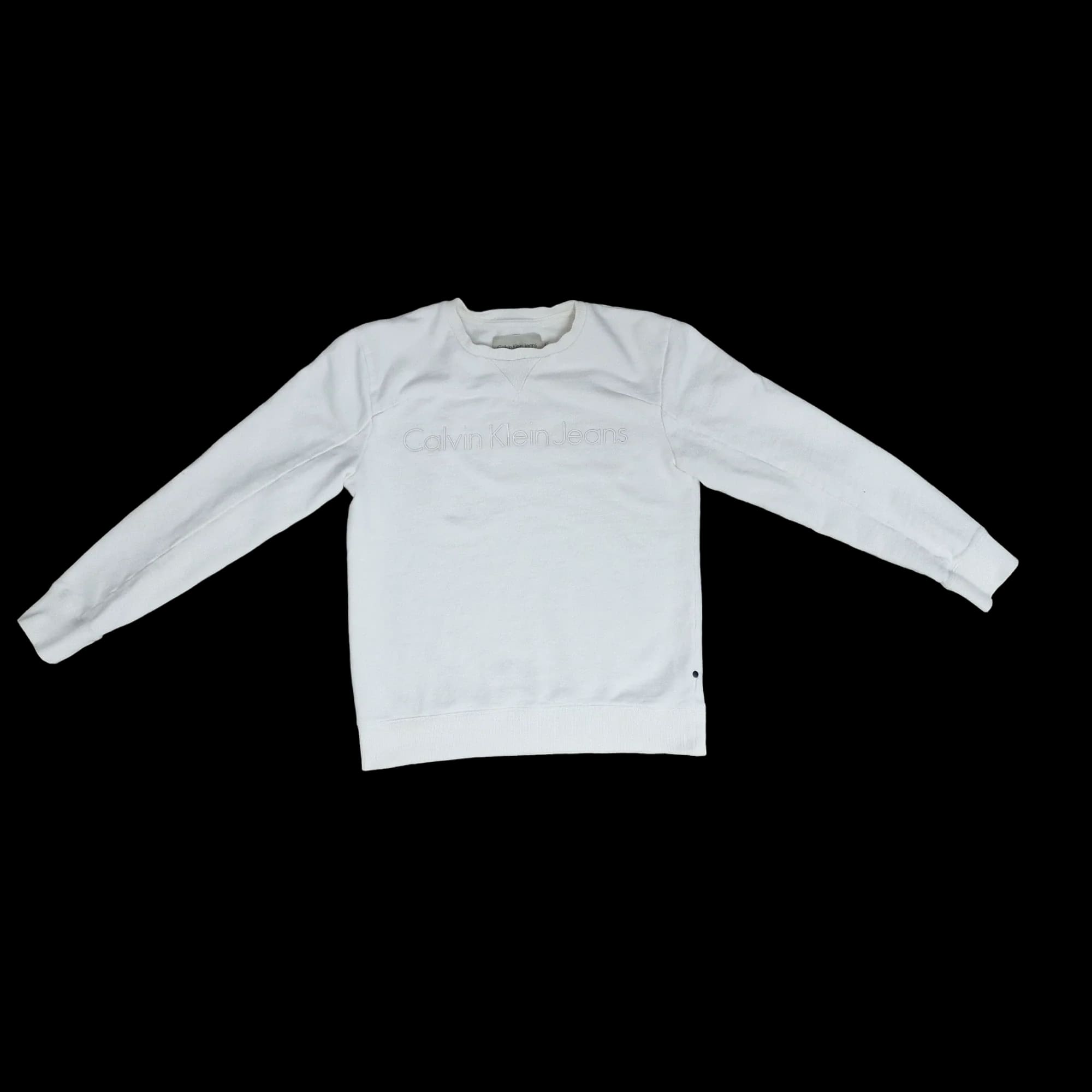 Calvin Klein Unisex White Crew Neck Jumper UK Small