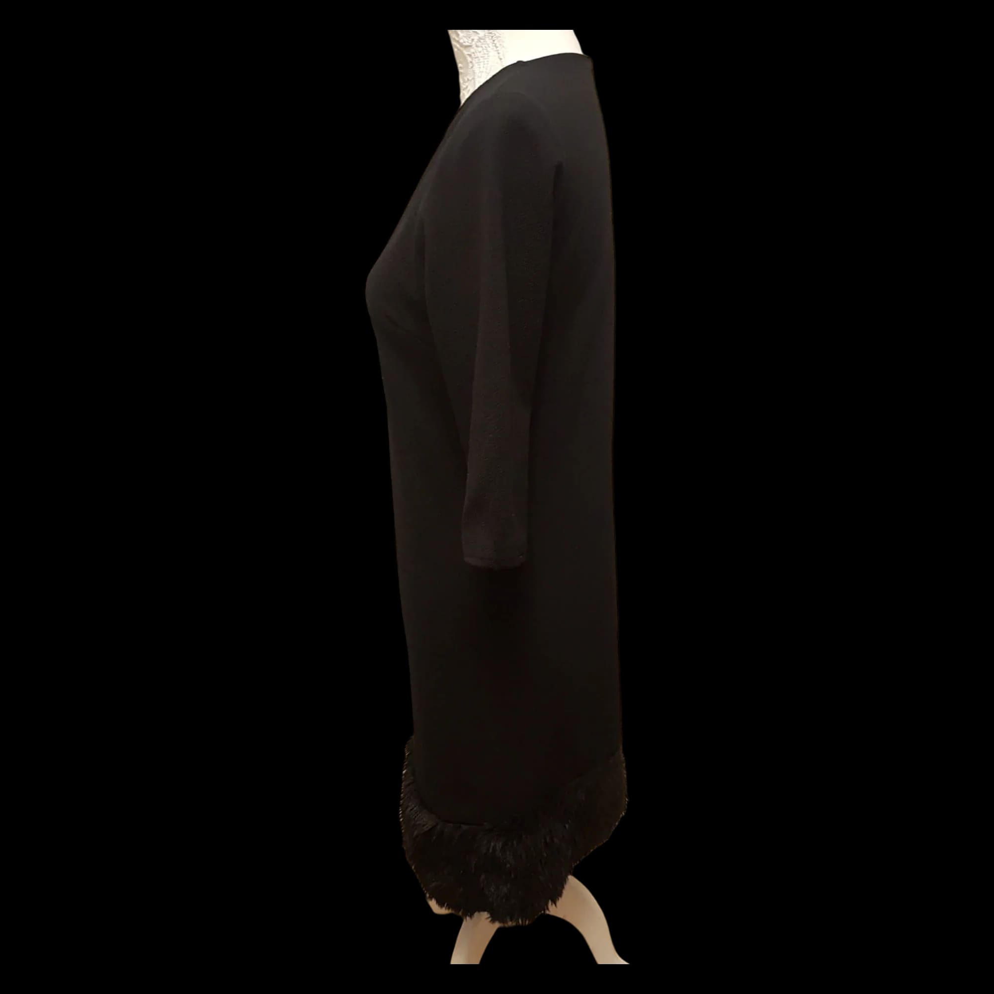 Cameo Rose Black Skater Dress Faux Fur Trim Uk 10 - Dresses