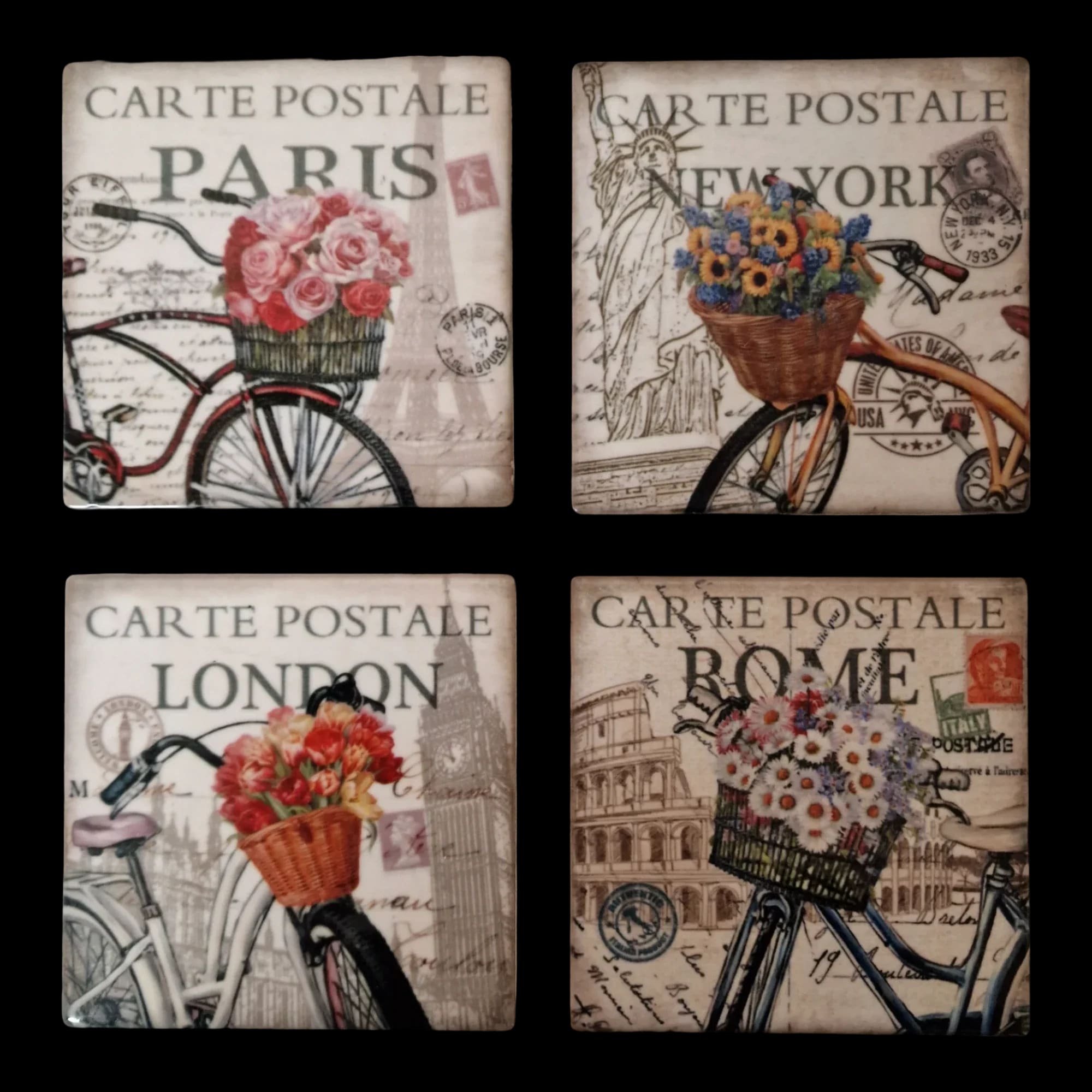 Ceramic Carte Postale Coasters - 1 - 2707