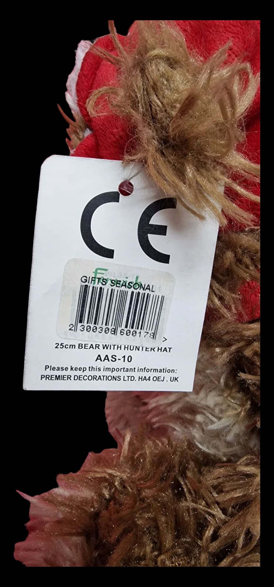 Christmas Teddy Bear Plush Soft Toy Wearing Red Hat