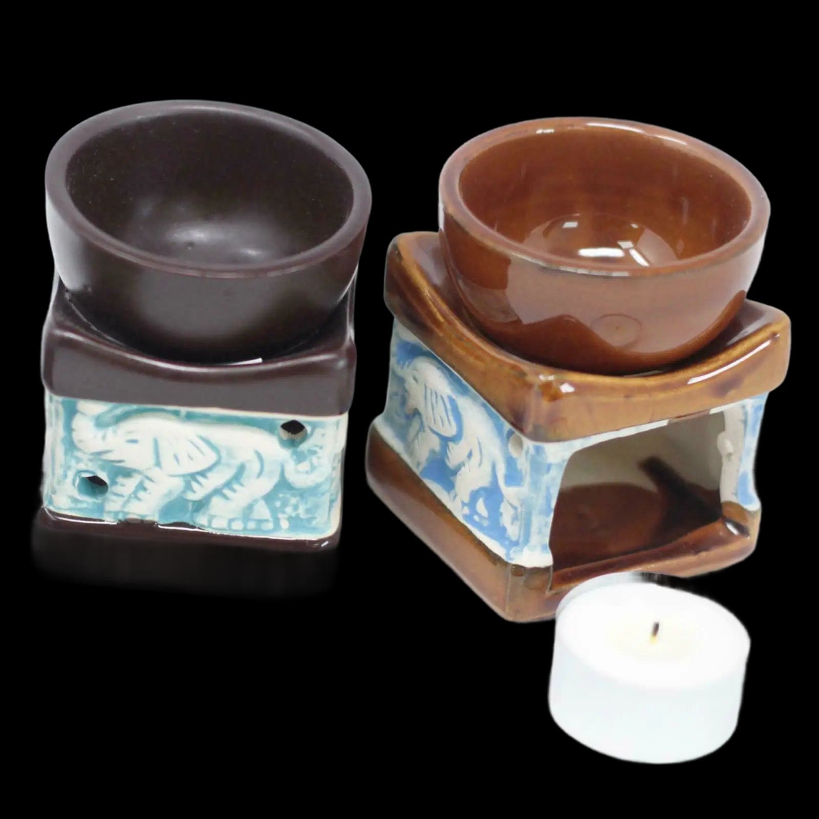 Classic Elephant Ceramic Oil Burners In a Rustic Terracotta