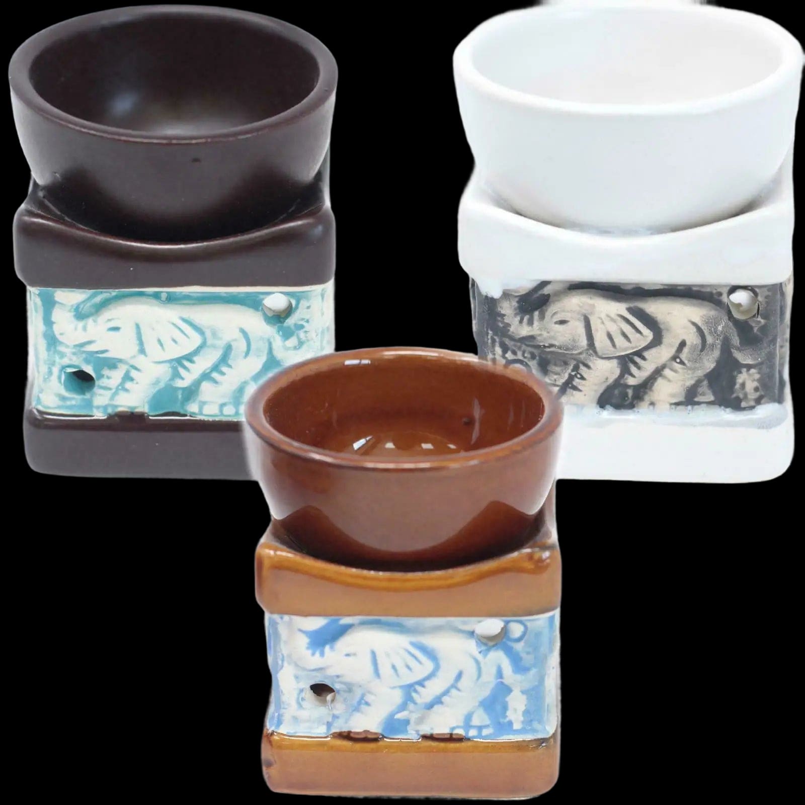 Classic Elephant Ceramic Oil Burners In a Rustic Terracotta