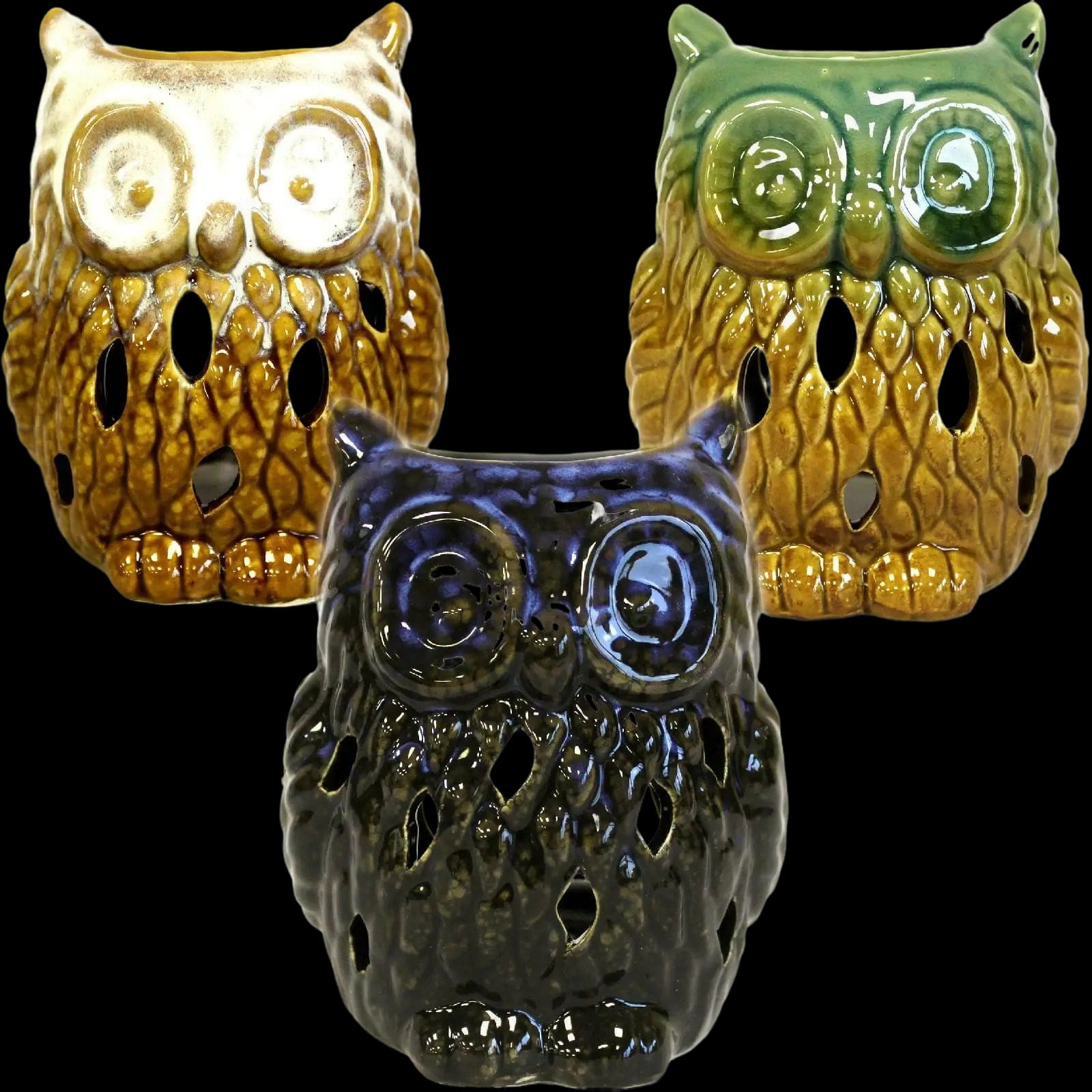 Classic Owl Ceramic Oil Burners In a Rustic Terracotta