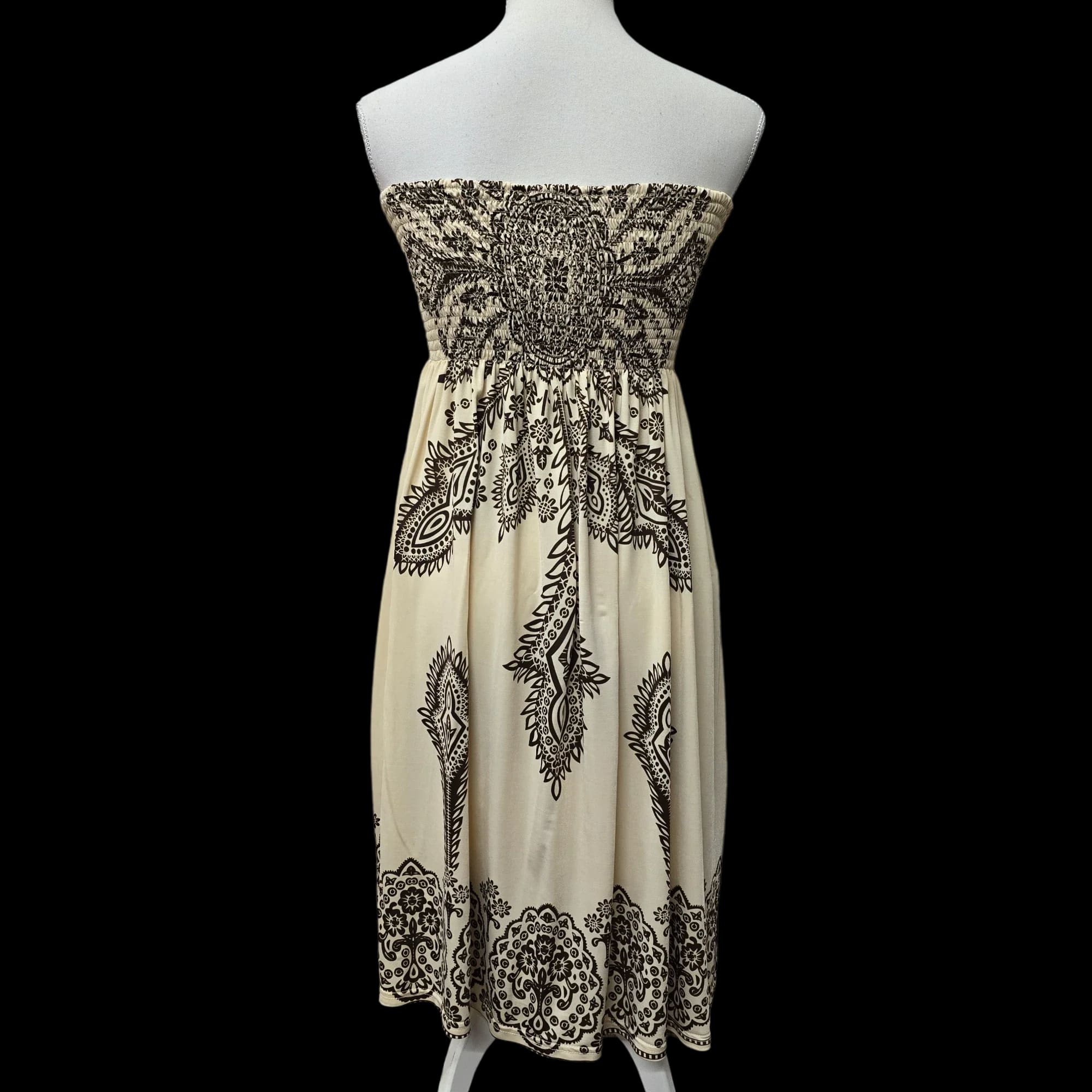 Conos TU Cream Brown Aztec Maxi Dress UK 6 - Dresses - 2