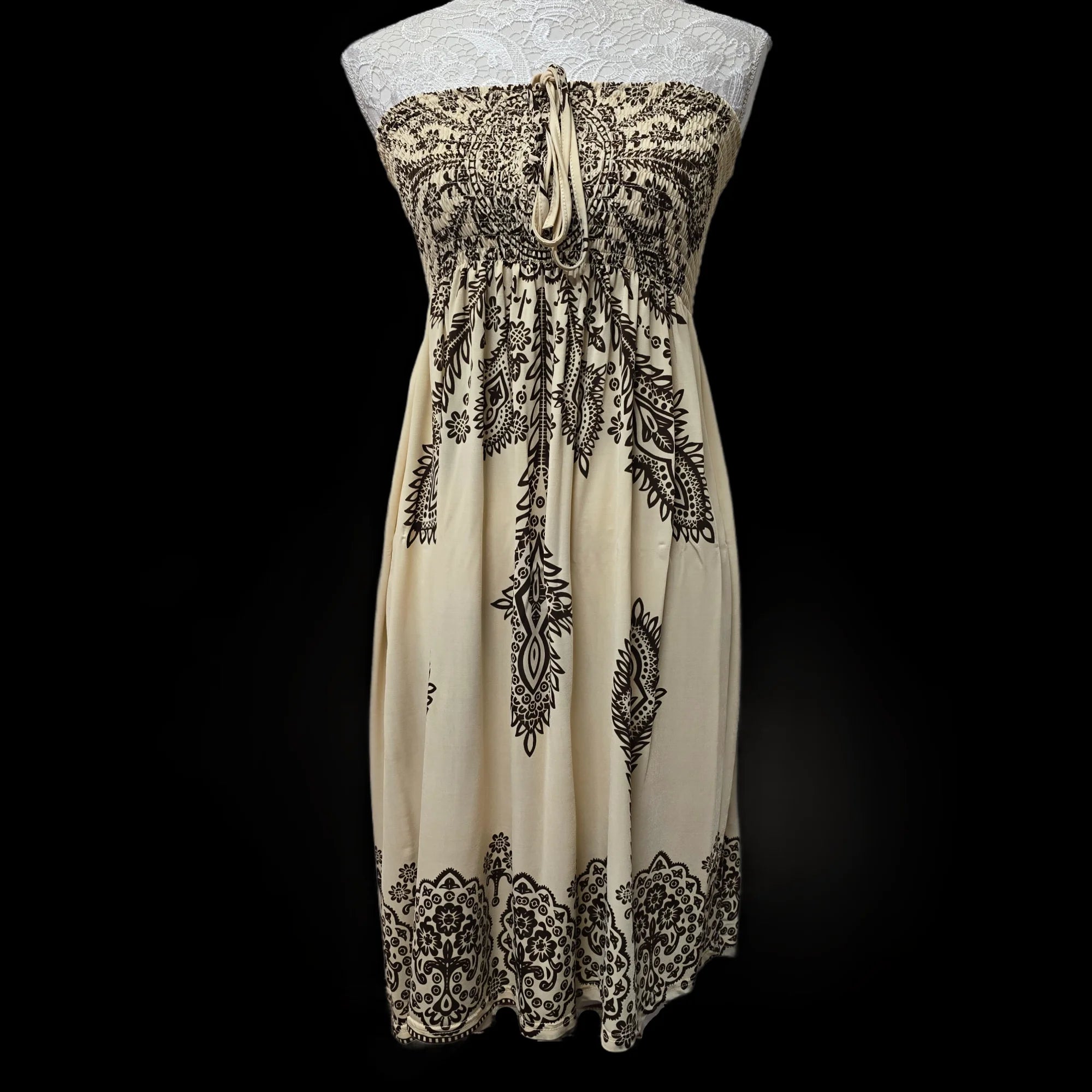 Conos TU Cream Brown Aztec Mini Dress UK 6 - Dresses - 1