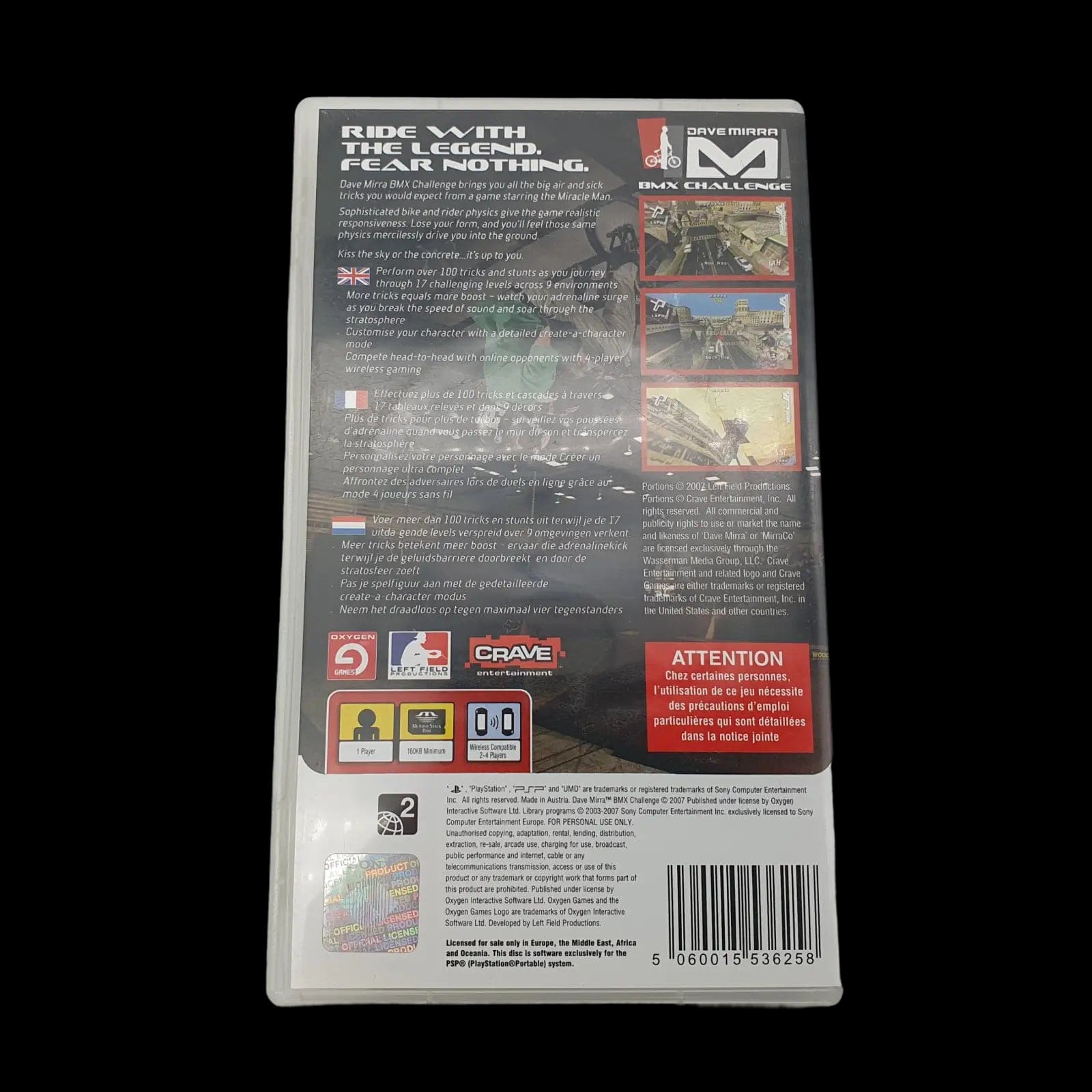 Dave Mirra Bmx Challenge Sony Psp Oxygen Games 2007 Pegi 3