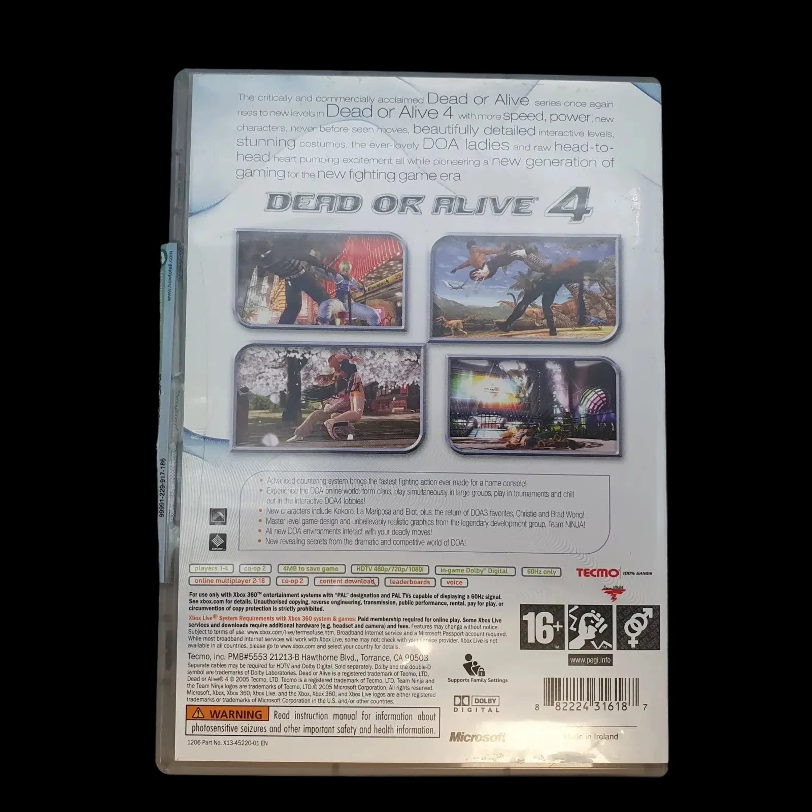 Dead Or Alive 4 Microsoft Xbox 360 Tecmo 2005 Video Game