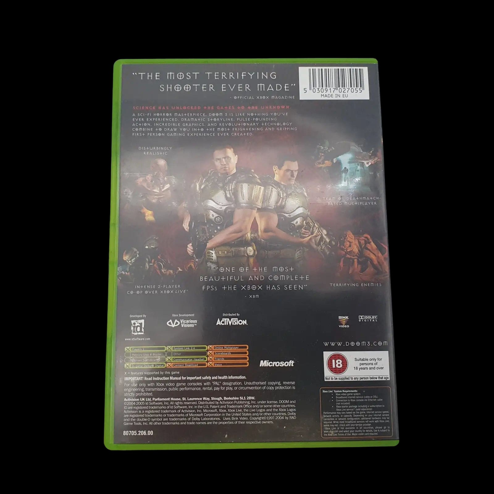 Doom 3 Original Xbox Id Software 2005 Video Game Cib