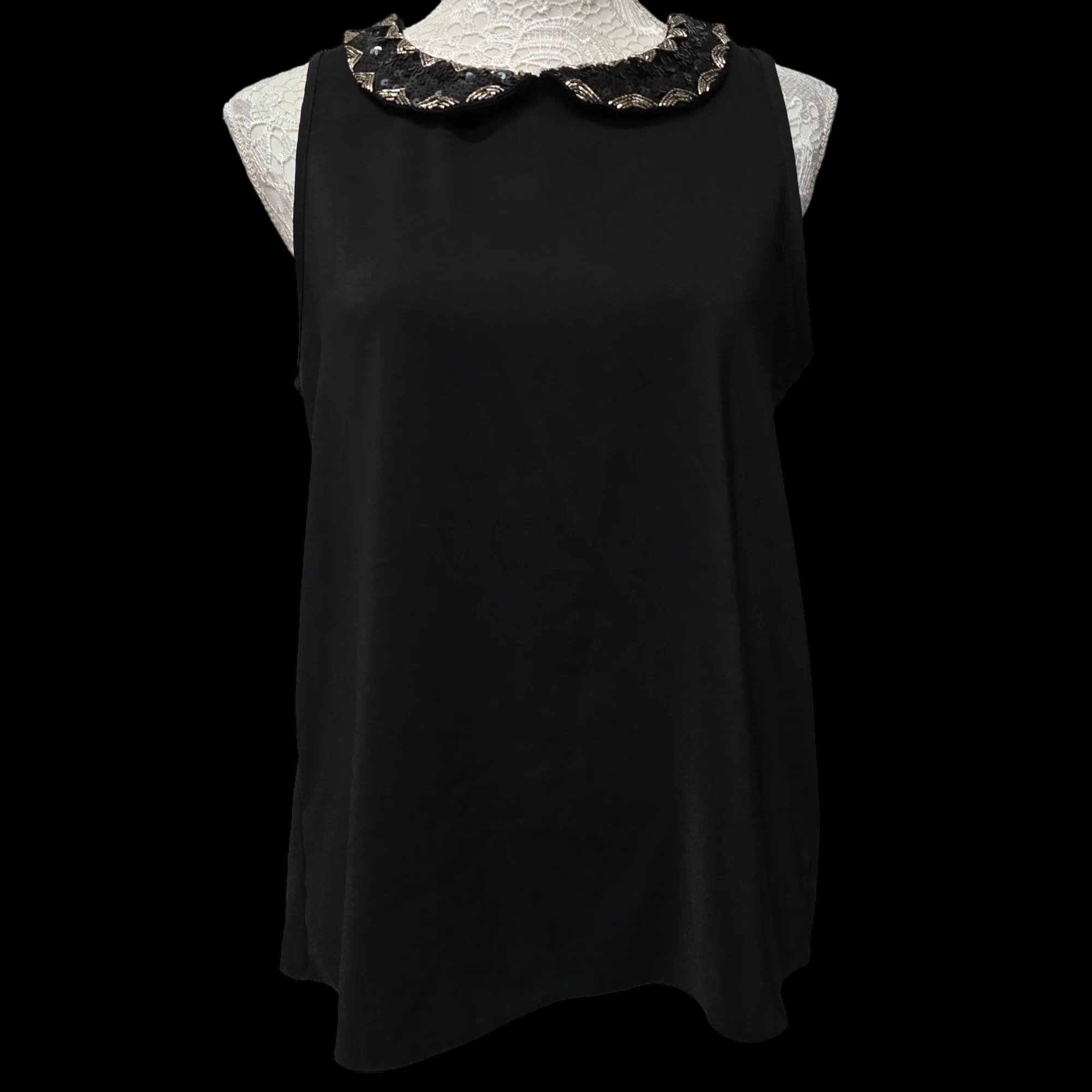 Dorothy Perkins Womens Black Keyhole Neck Top UK 12 - 1