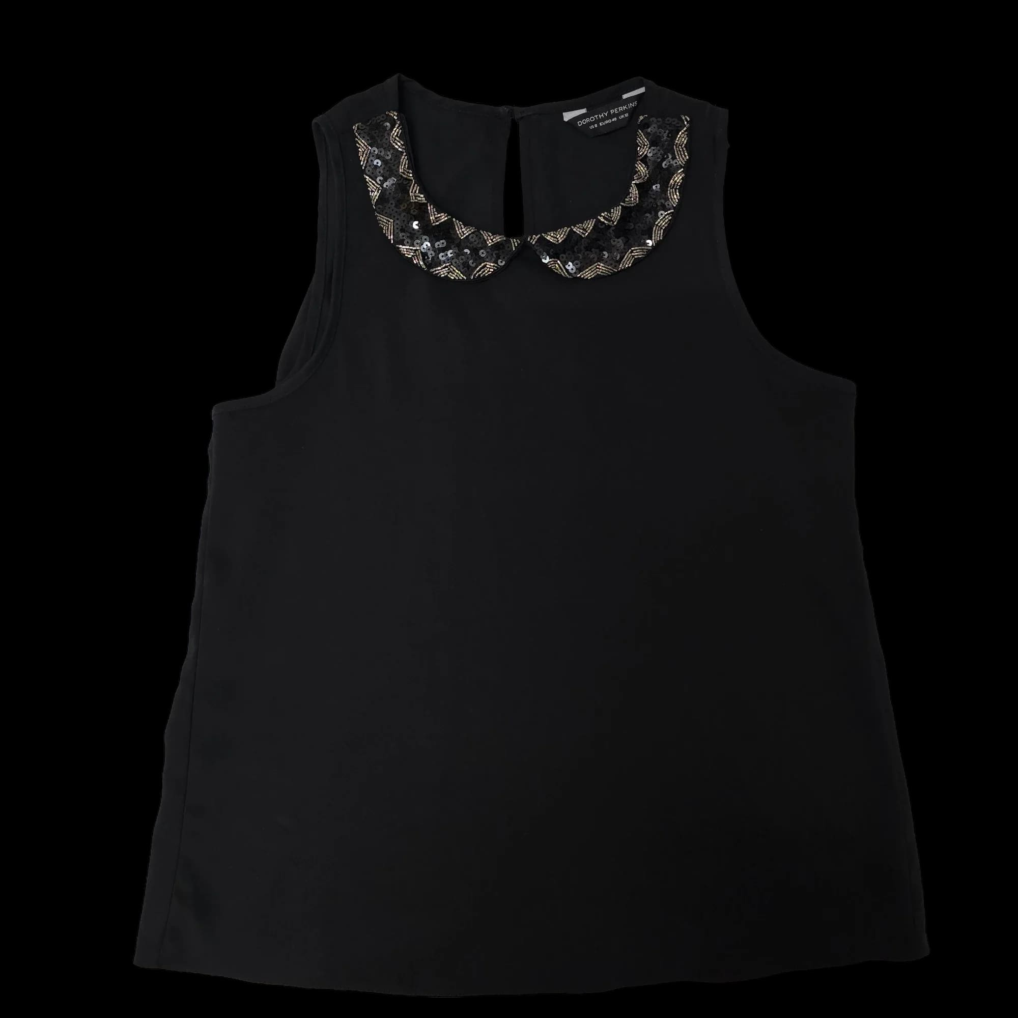 Dorothy Perkins Womens Black Keyhole Neck Top UK 12 - 4