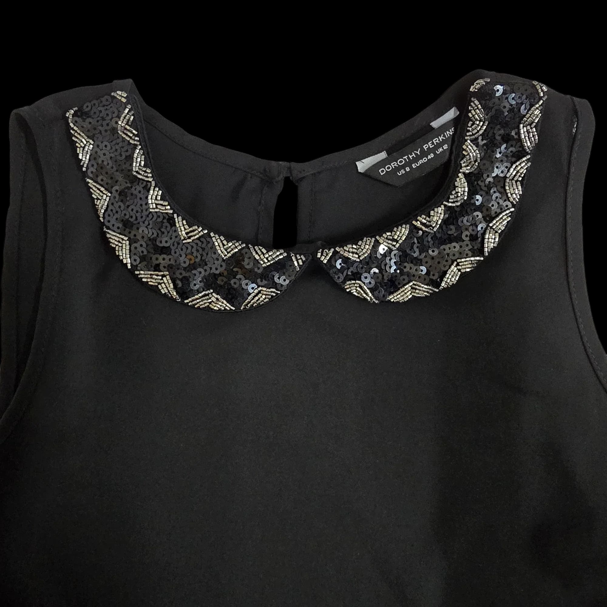 Dorothy Perkins Womens Black Keyhole Neck Top UK 12 - 6