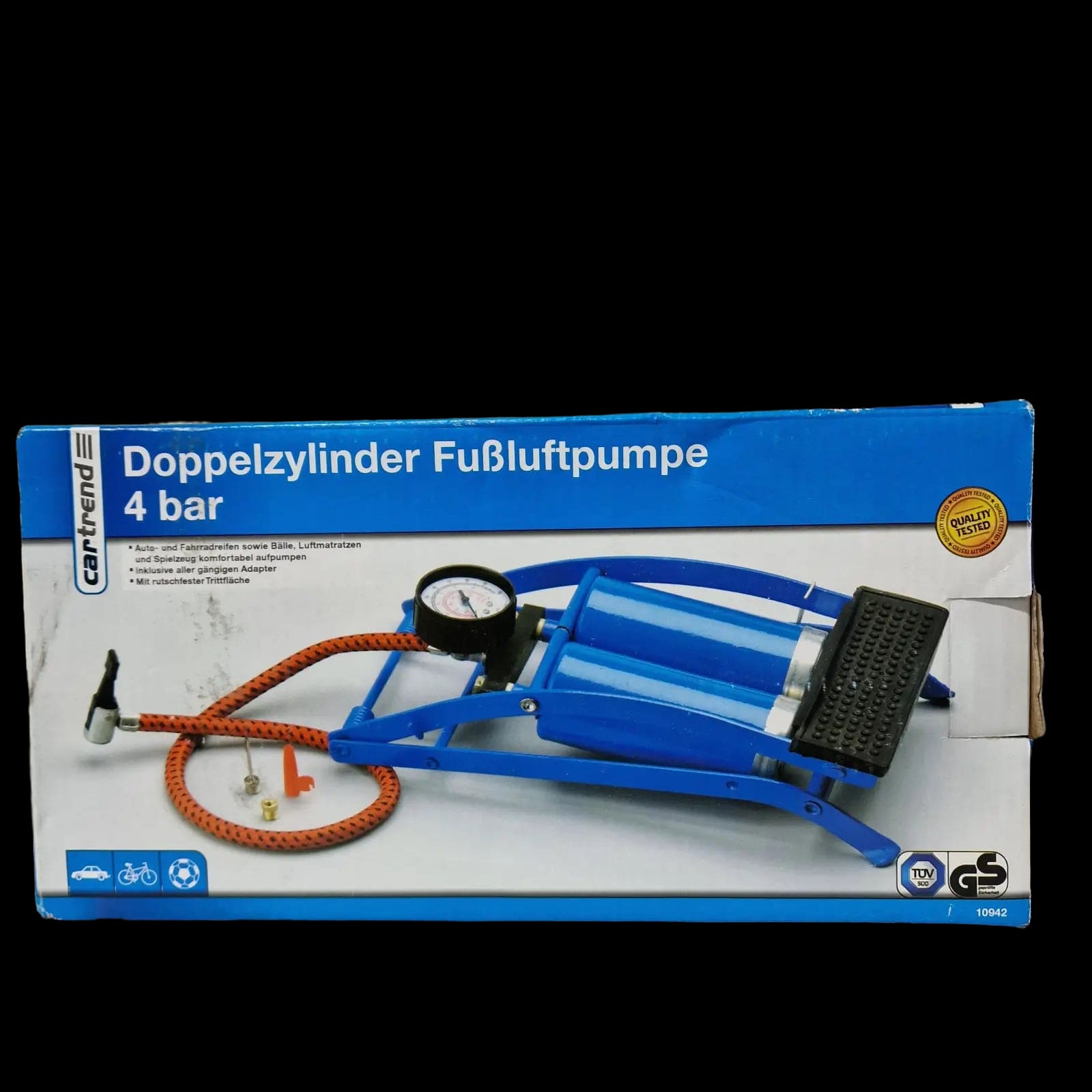 Double Cylinder Foot Pump - Tyre Inflators - Cartrend - 5