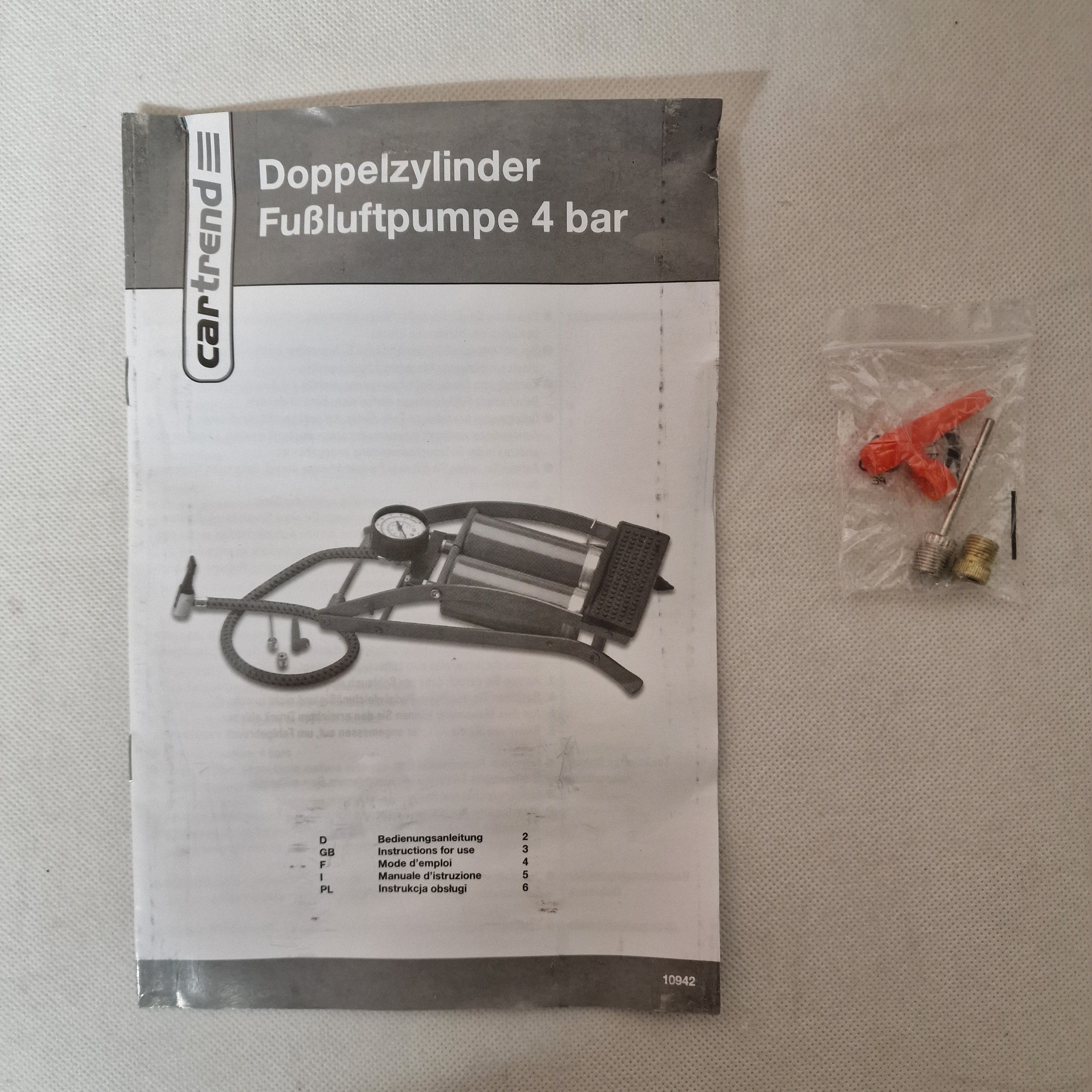 Double Cylinder Foot Pump - Tyre Inflators - Cartrend - 4