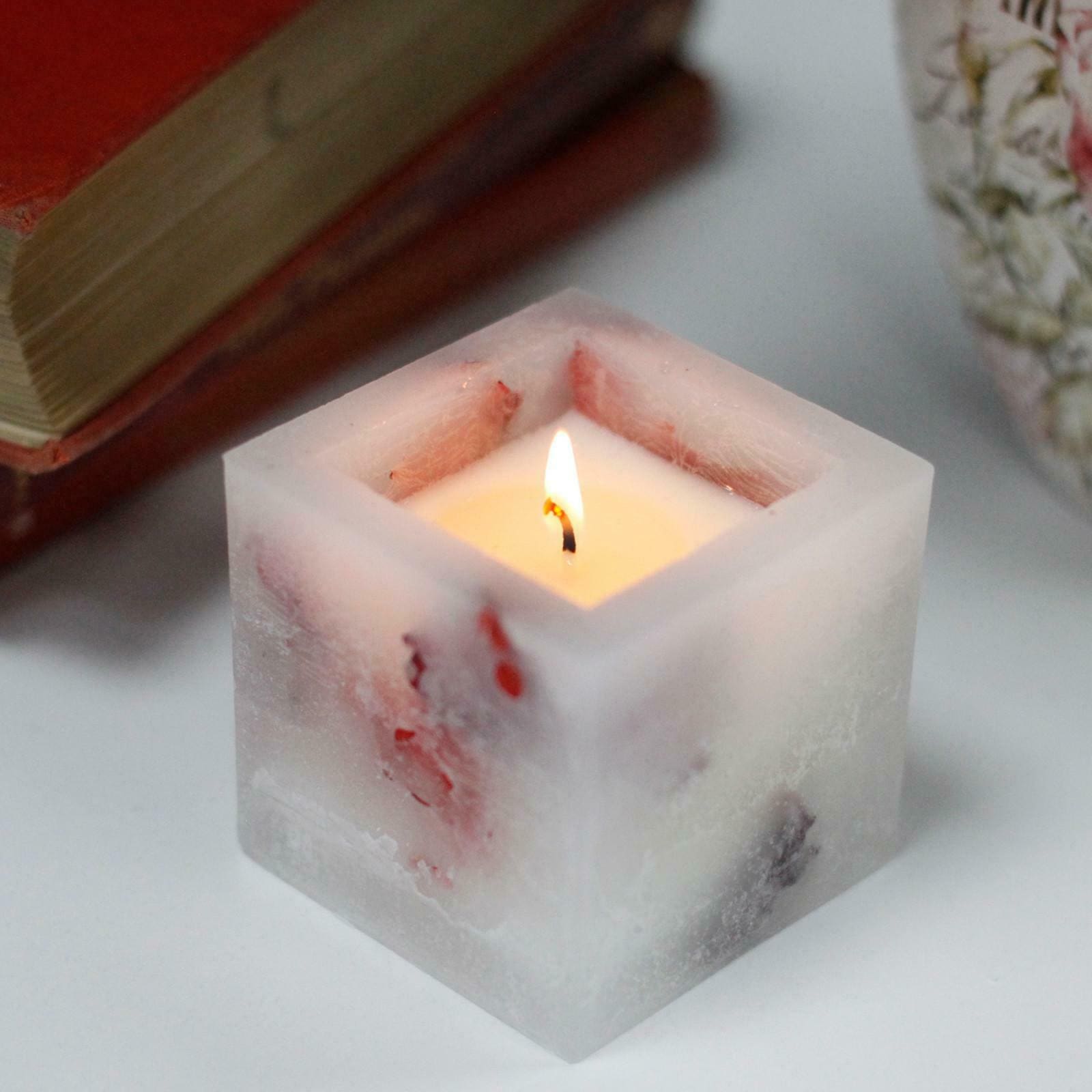 Enchanted Candle - Small Square Jar - Rose - Candles