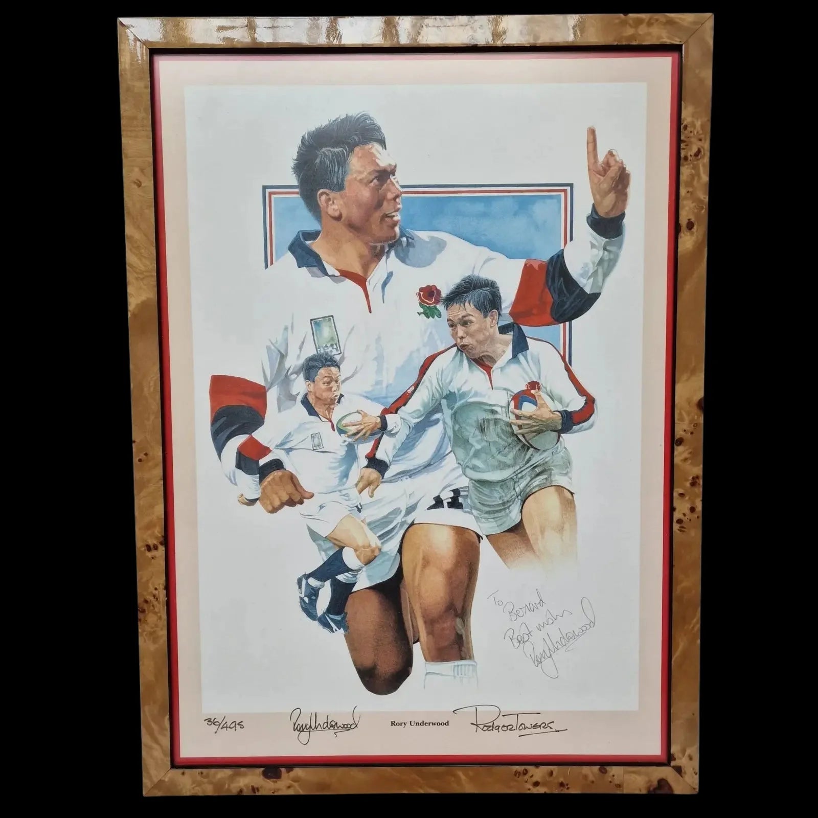 England Rugby Rory Underwood Signed Framed Picture