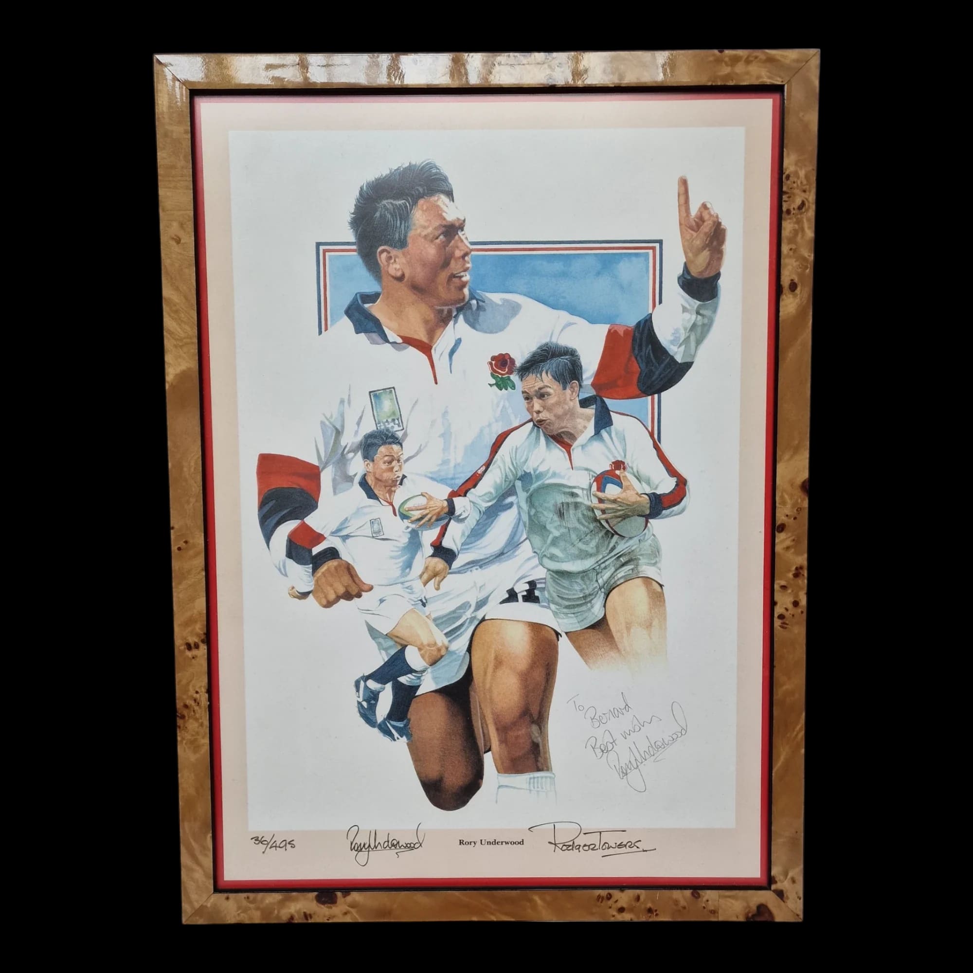 England Rugby Rory Underwood Signed Framed Picture